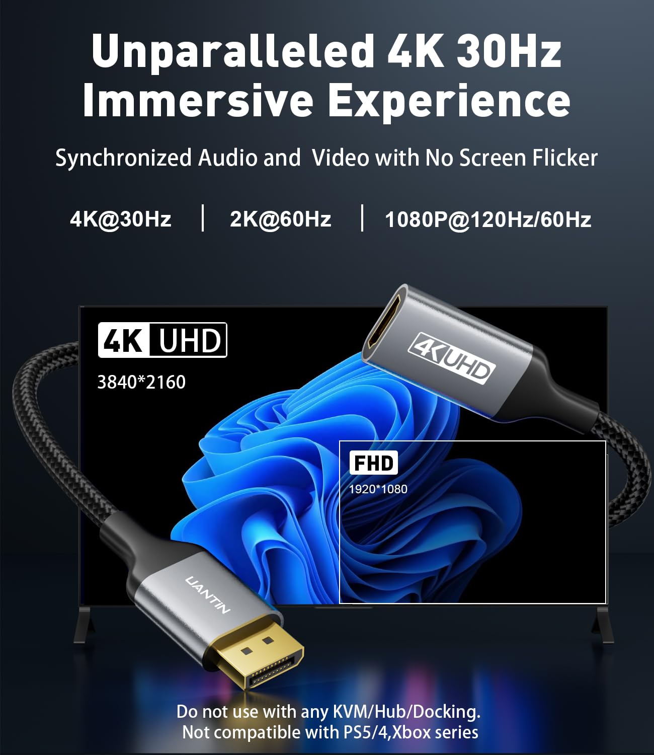 Uantin 2 Pack Display Port To HDMI 4K Adapter - Thumbnail 2