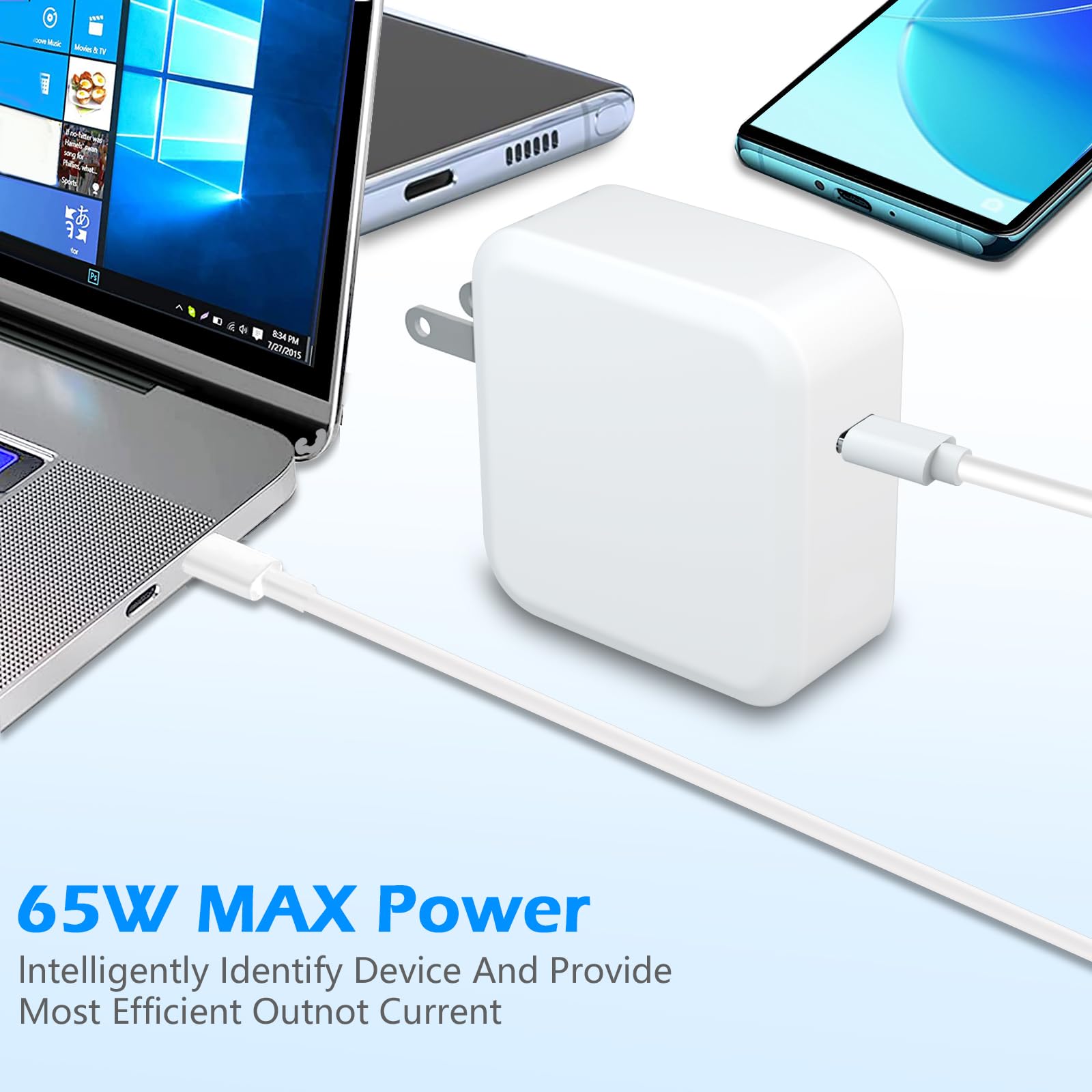 65W Usb C Laptop Charger For Samsung Galaxy Book Pro 13.3'' 15.6'' Np950Qdb Np930Qdb Np930Xdb Np935Qdc Np950Xdb Ka1Us Ka2Us Gala