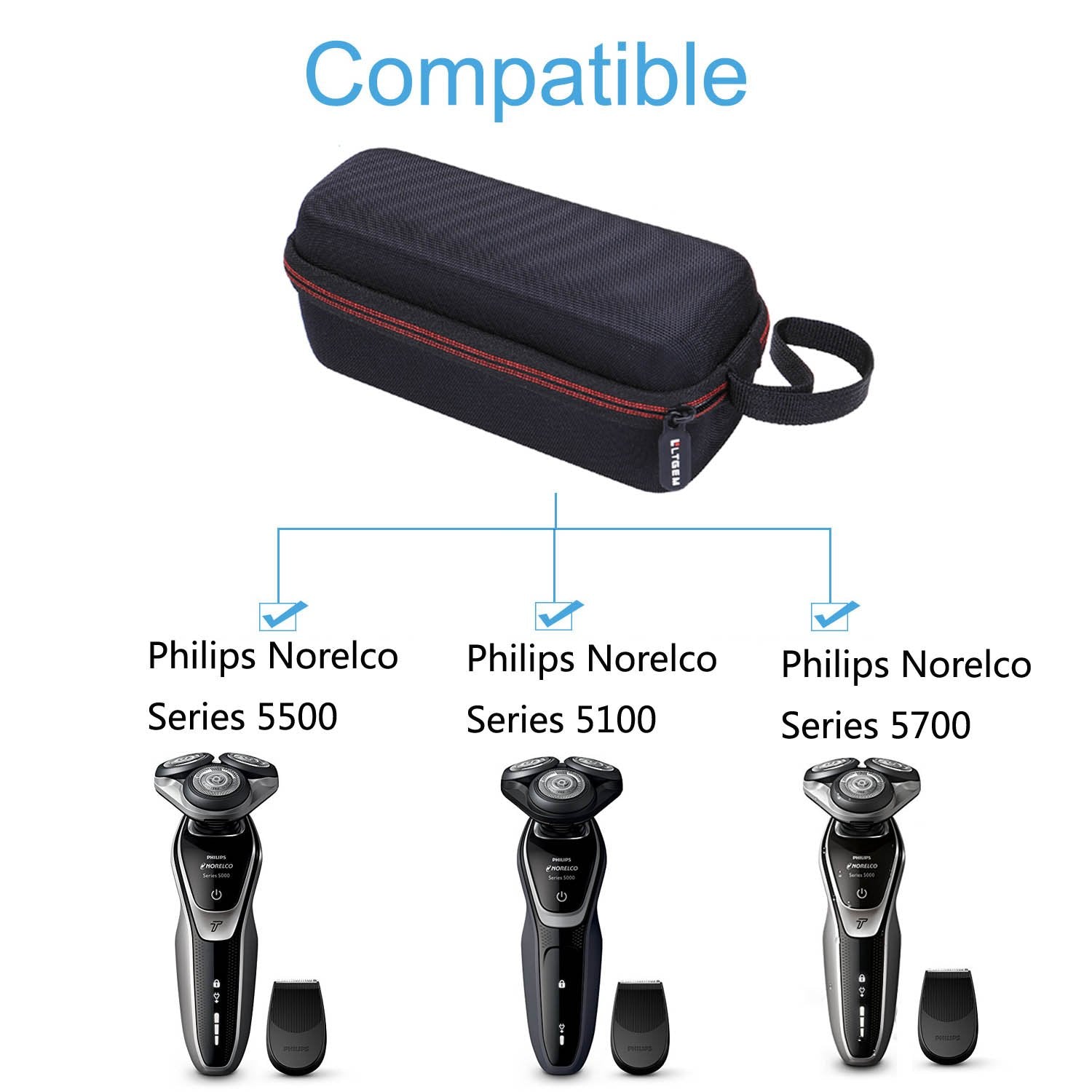 Ltgem Case For Philips Norelco Electric Men Shaver Series 2100 2300 3500 6800 3100 5500 5100 5300 5700 6880 7100 Wet/Dry Rotary