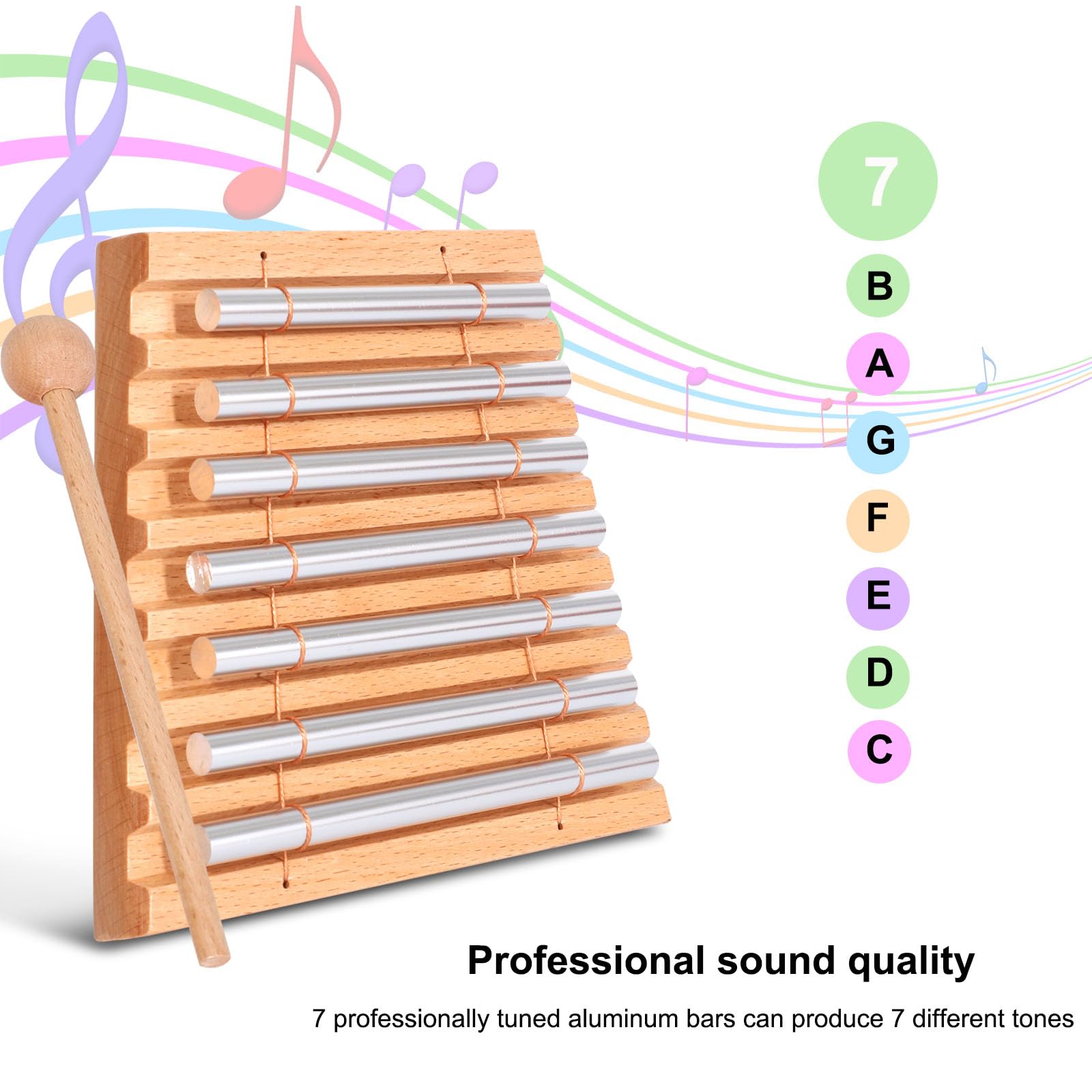 Lieke 7 Tone Hand Chime Instrument Meditation Chime Mindfulness Bell With Nice Tone For Yoga Meditation Sound Healing Teachers