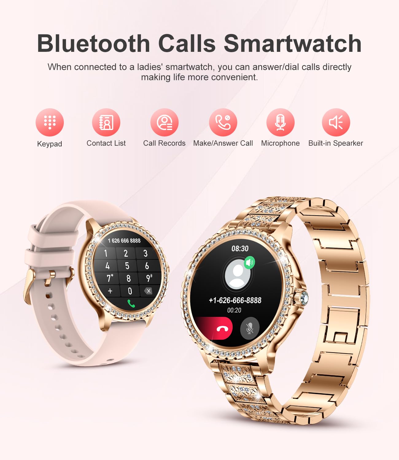Lige Smart Watch For Women(Answer/Make Calls),1.3''Hd Diamonds Luxury Smartwatch For Android Iphone Phones,Fitness Trackers With