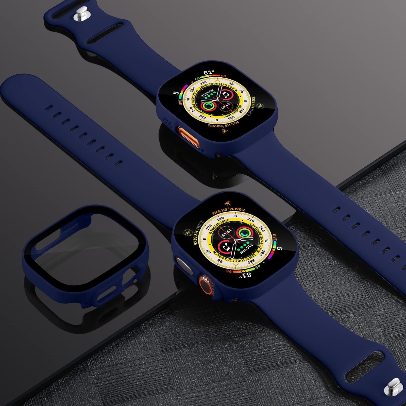 Charlam Compatible With Apple Watch Ultra Screen Protector 49Mm Iwatch Case, 3 Pack Full Protective Ultra Thin Hard Pc Bumper Sc