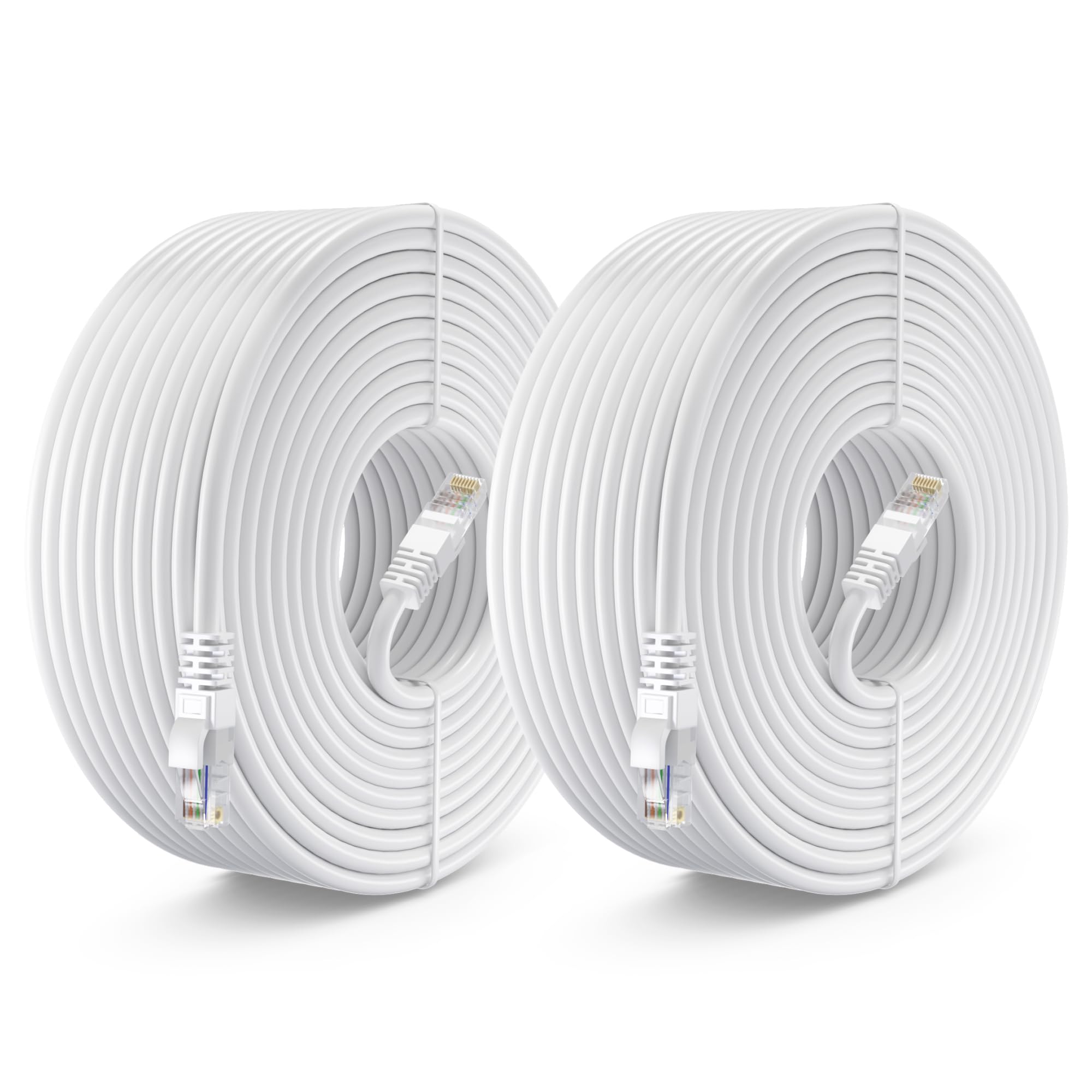 Maximm Cat 6 Ethernet Cable 100 Ft (2 Pack)   High Speed Lan Cable, Internet Cable, Patch Cable, And Network Cable   Utp, 10Gbps, 550Mhz Cat6 Cable   White