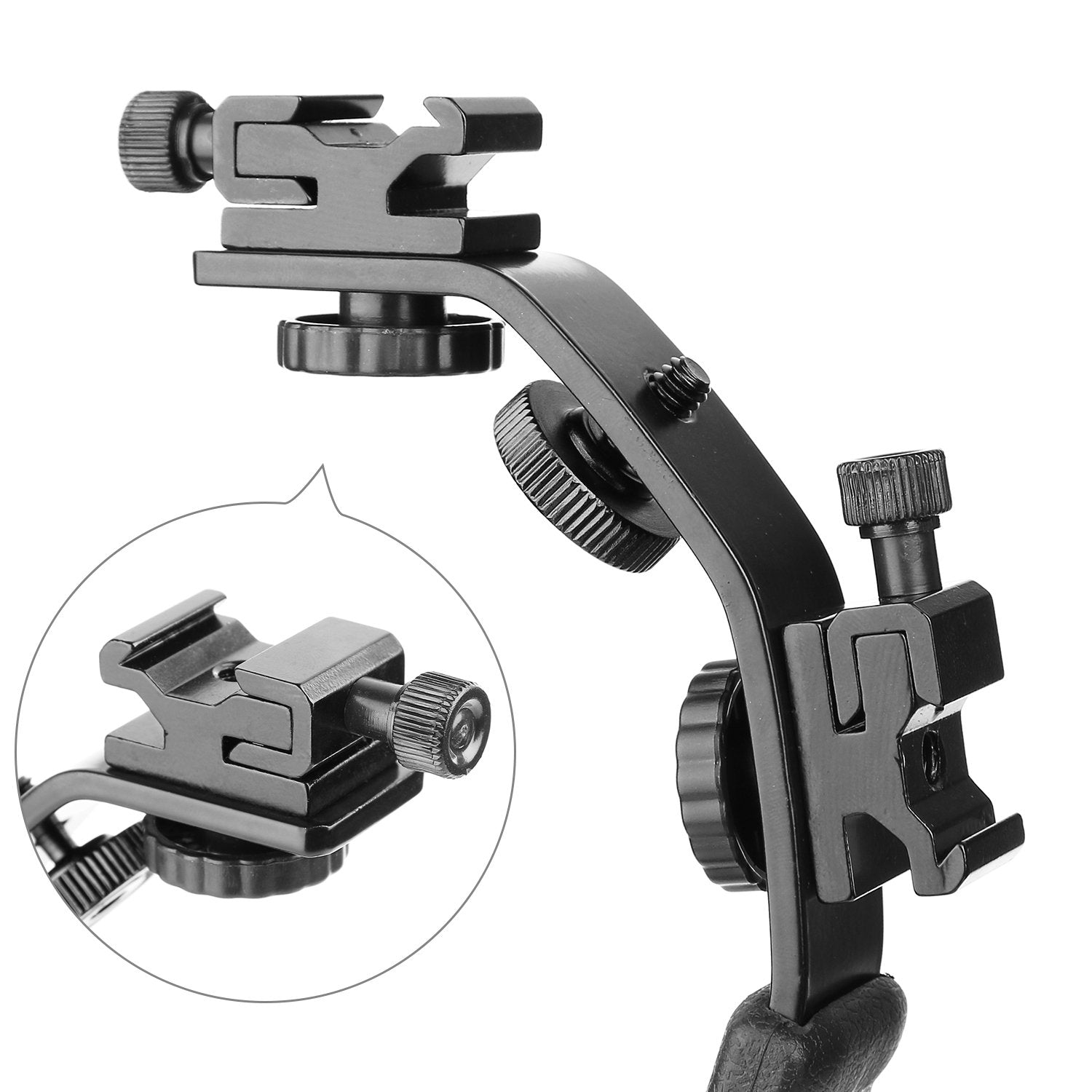 Chromlives Camera L Bracket Mount Video Grip L-Bracket With Dual Flash Cold Shoe Mount 1/4 Tripod Screw, Heavy Duty Padded Han
