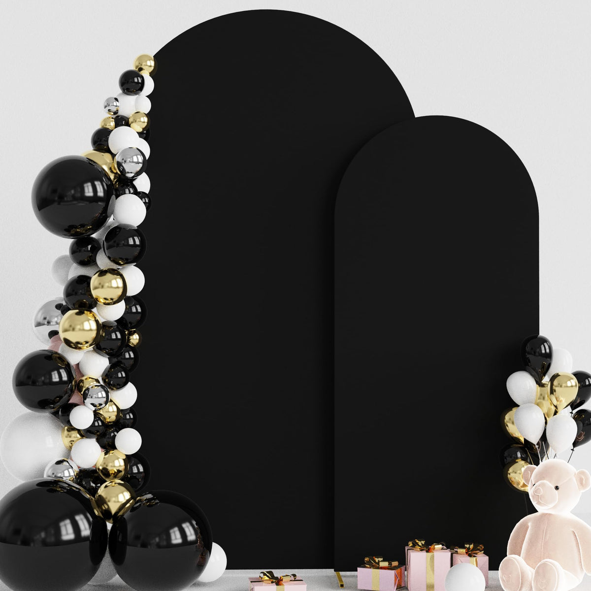 Wokceer Wedding Arch Cover 7.2Ft, 6Ft Spandex Fitted Wedding Arch Stand Covers 2 Set Round Top Chiara Arch Backdrop Stands Cover