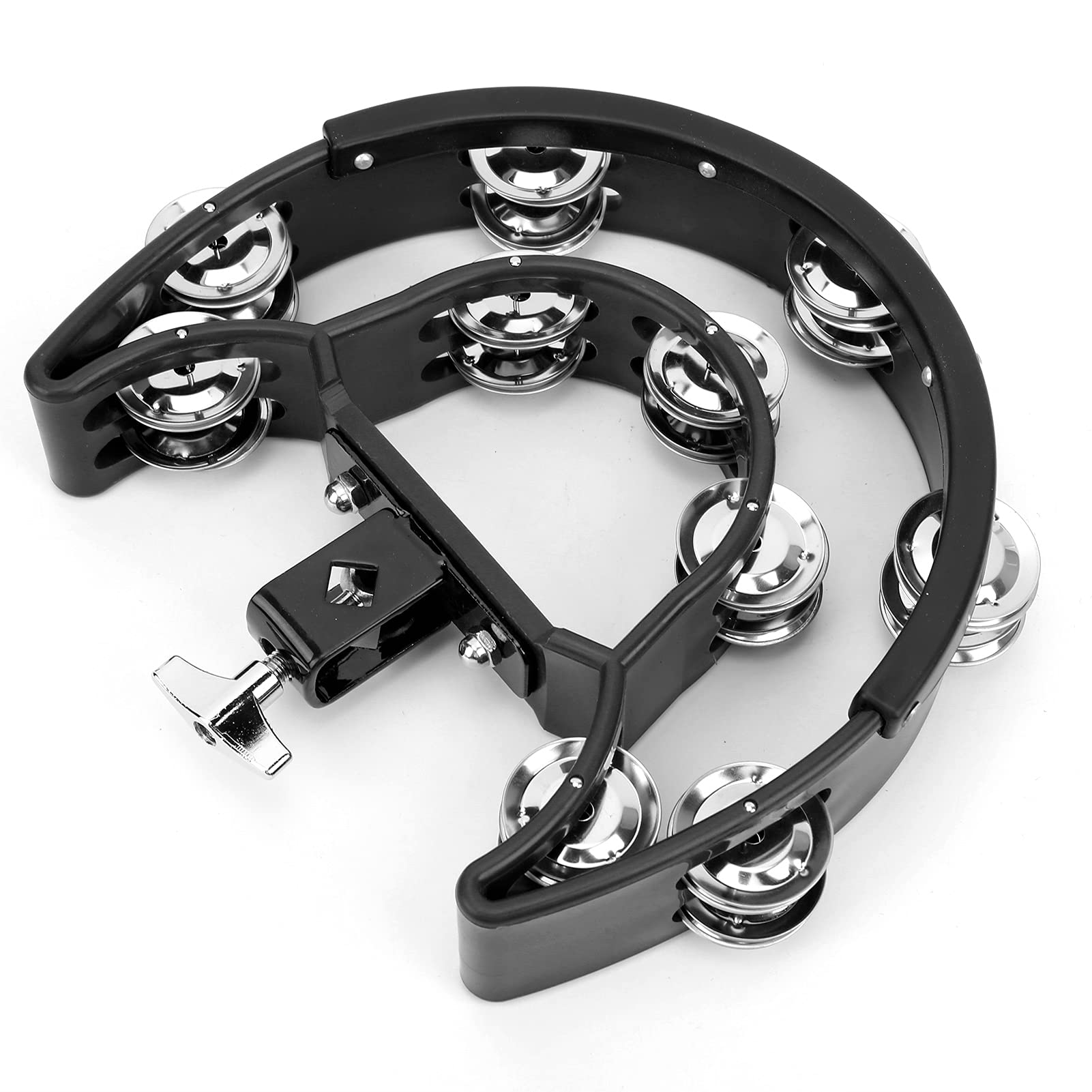 Ubervia Professional Tambourines, Environmentally Friendly High Strength Crisp Sound Double Row Metal Jingles for KTV for Gift f