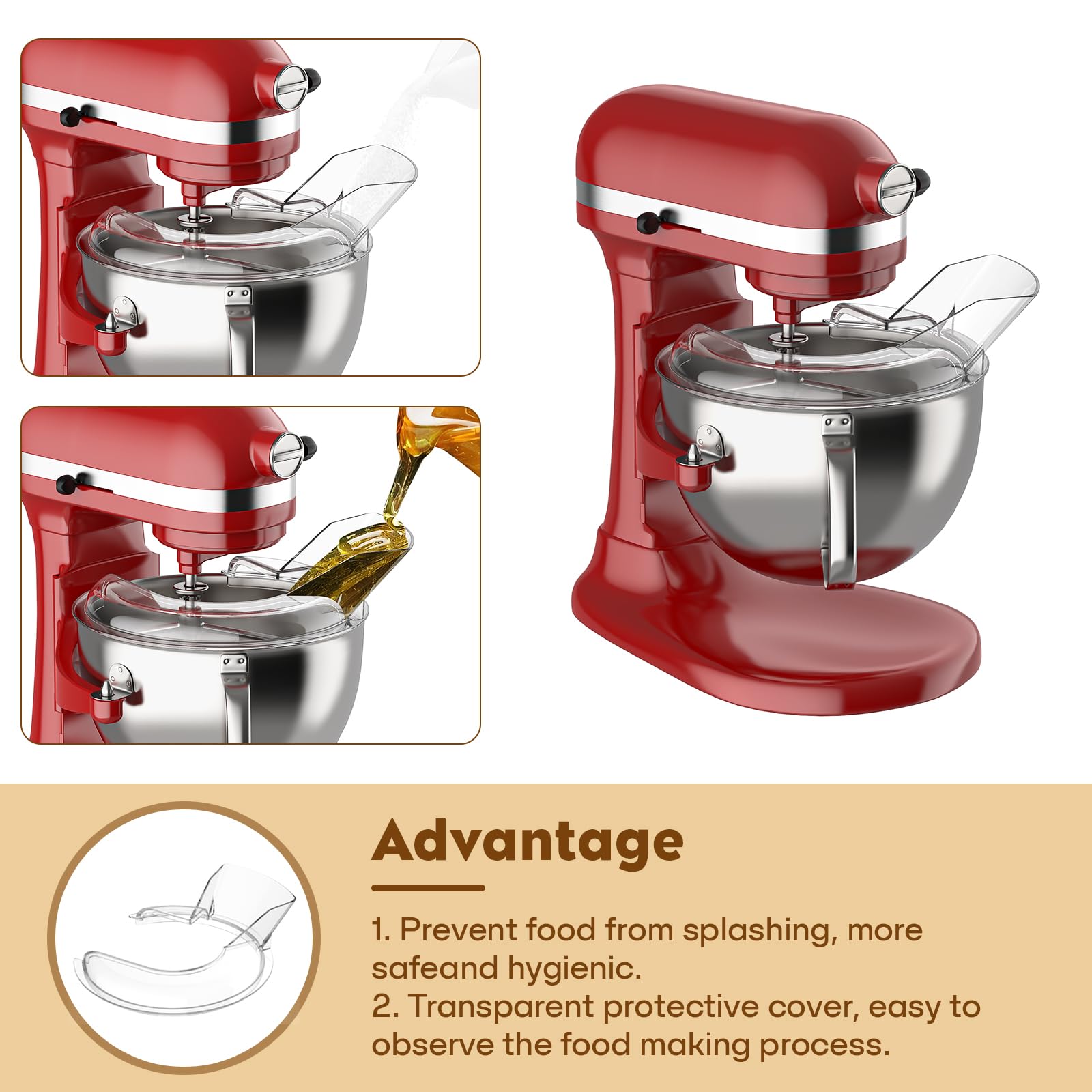 Ksmblps Pouring Shield For Kitchenaid, Splash Guard For Kitchenaid 5.5 8 Quart Bowl Lift Stand Mixer And Stainless Steel Mixer B