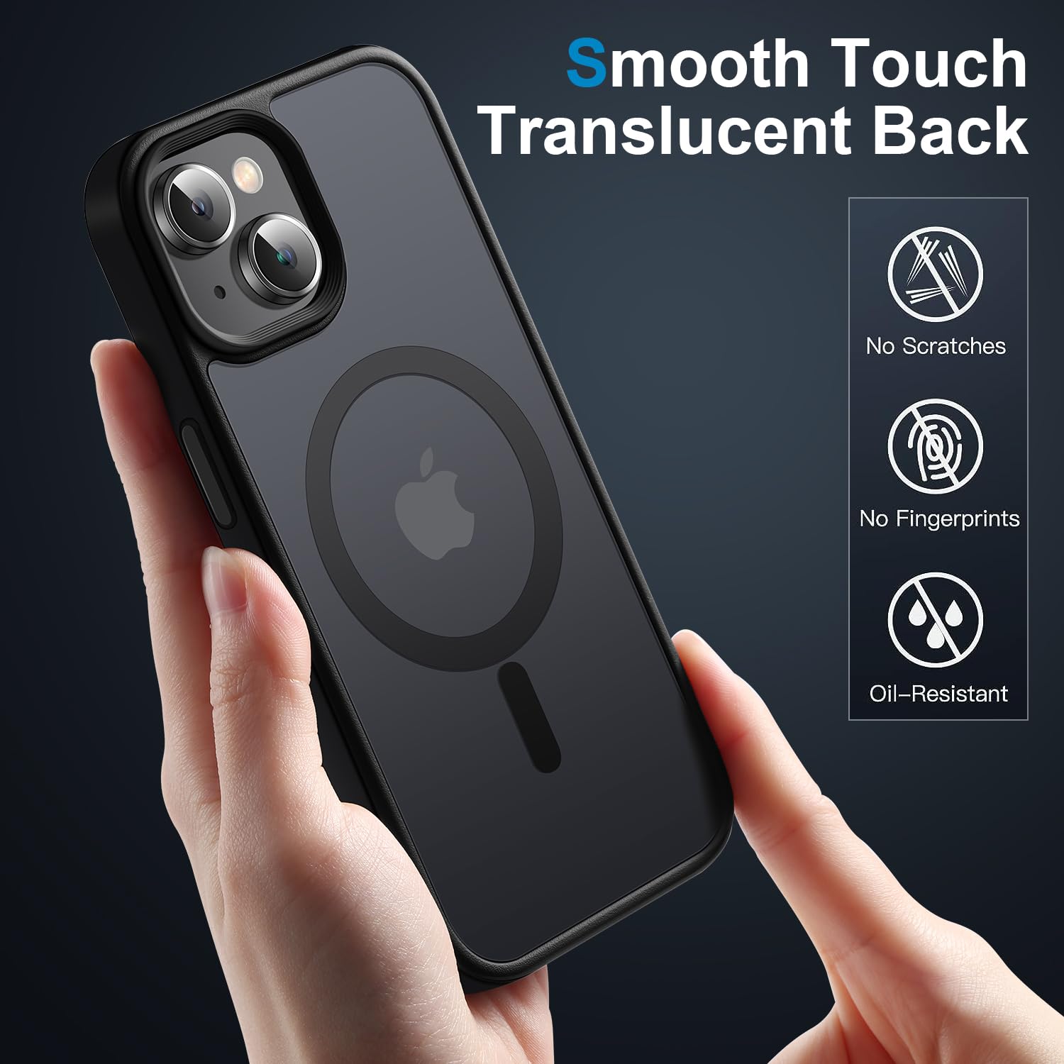 Yzoiko Strong Magnetic Case For Iphone 15 Case [10Ft Grade Drop Tested & Compatible With Magsafe] Translucent Anti Fingerprint A