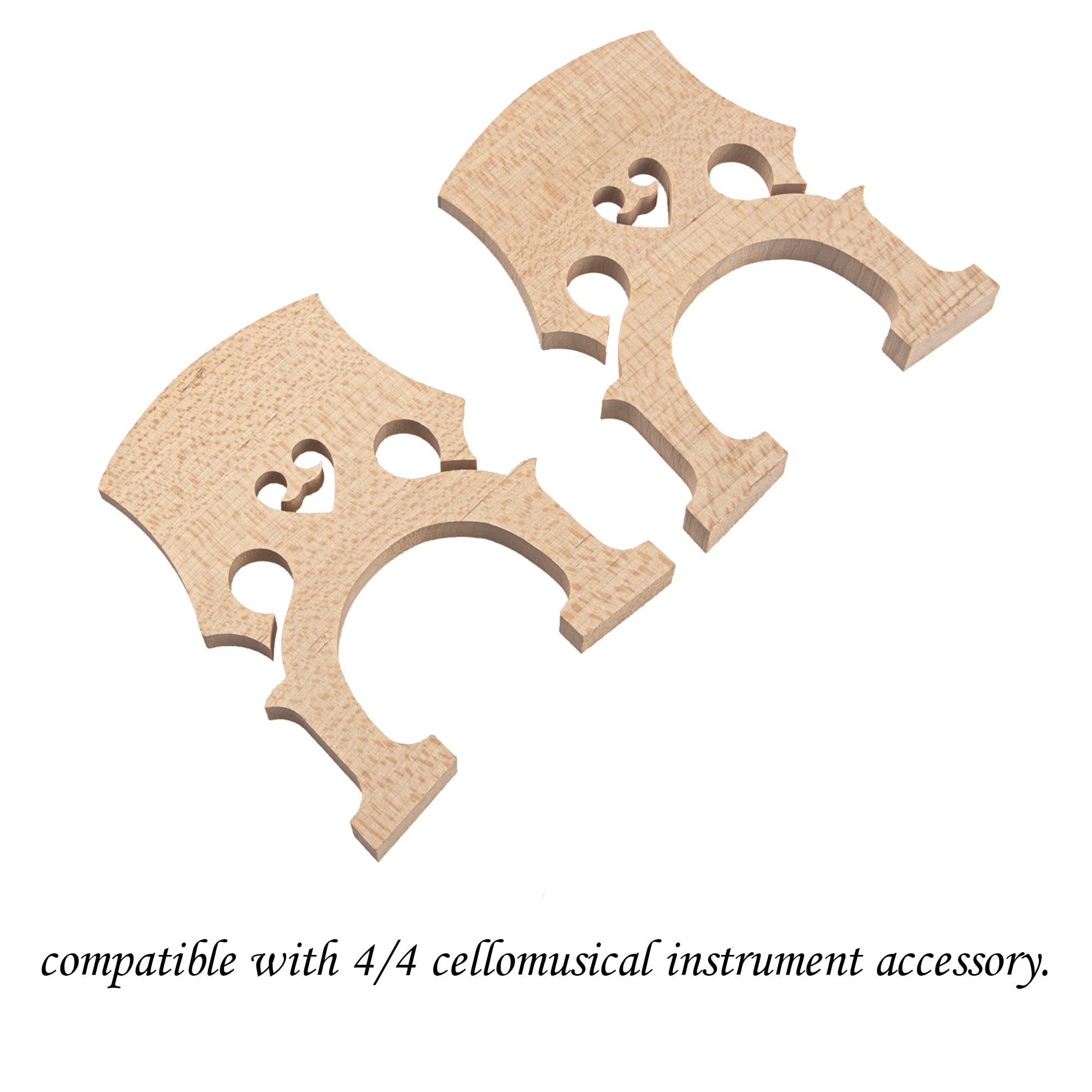 2Pcs Yootones Cello Bridge, Maple Wood 3/4 4/4 Cello Bridge Maple Wood Self Adjusting Fitted Bridge Compatible With Cello Musica