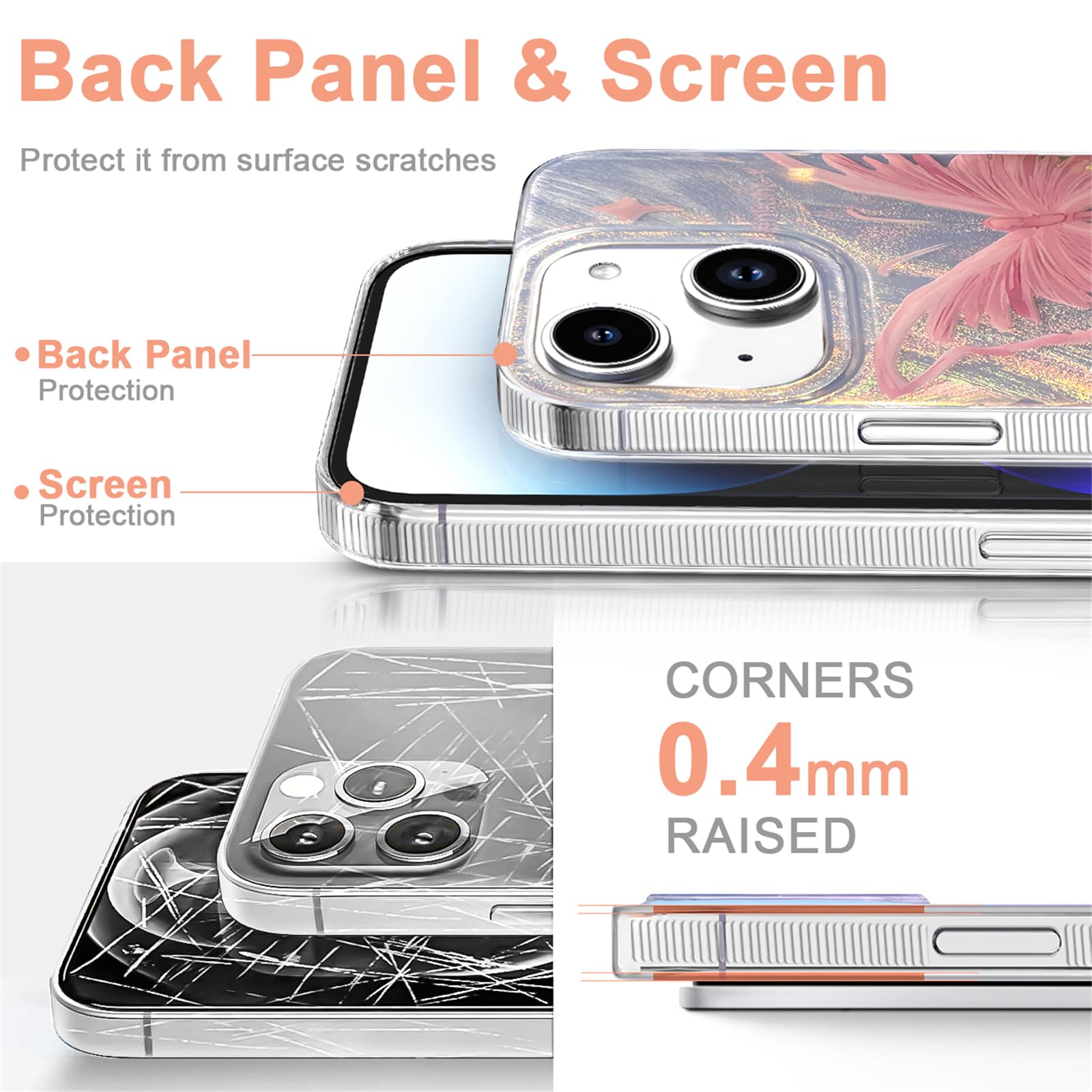 I Mgae In Ar Compact Case For Iphone 15 Pale Pink Butterfly Design,Cute Trendy Soft Slim Tpu Shockproof Protective Phone Cases C