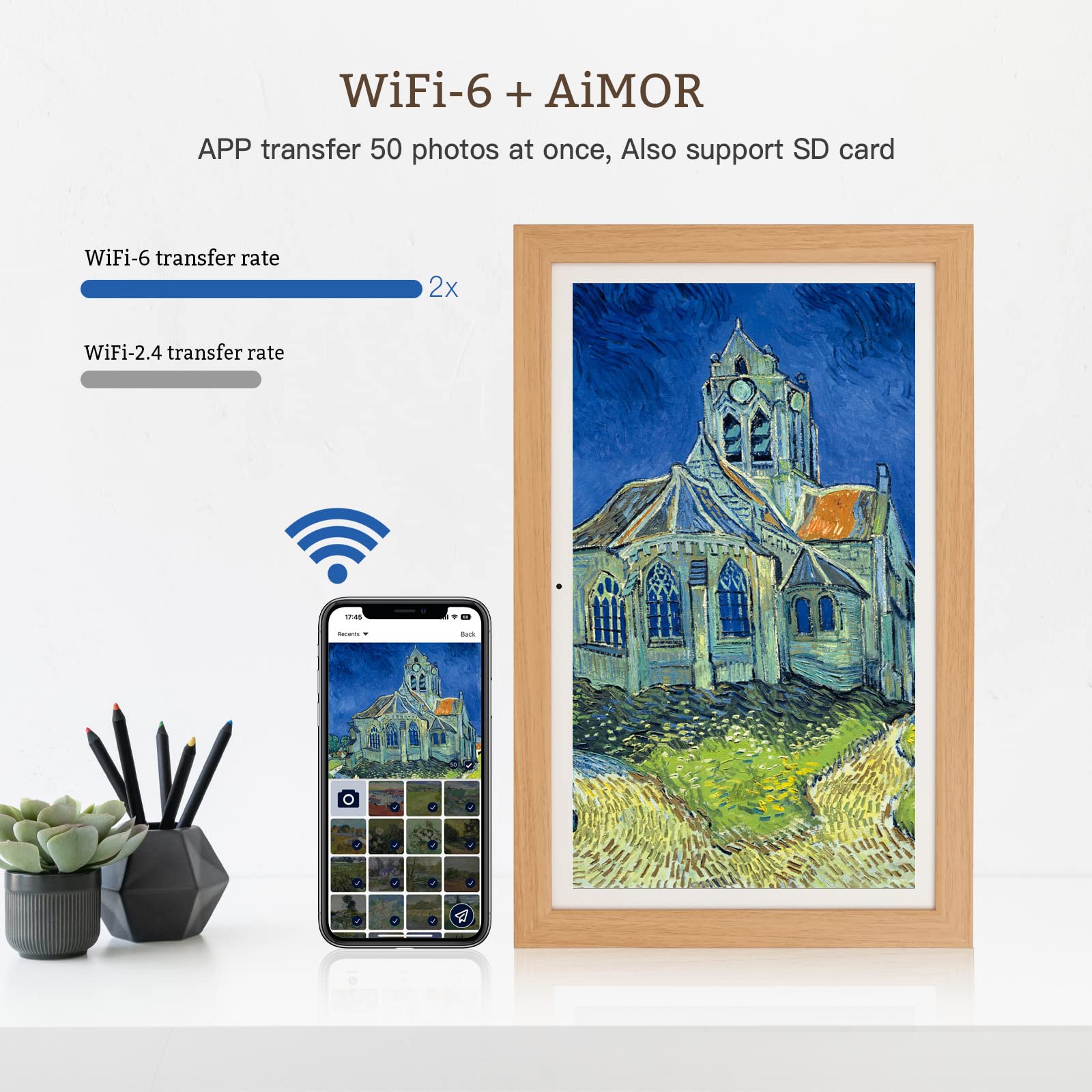 Digital Picture Frame 21.5 Inch Large Digital Photo Frame With 1920 * 1080 Ips Full Hd Touchscreen, Humblestead 32Gb Wifi Smart