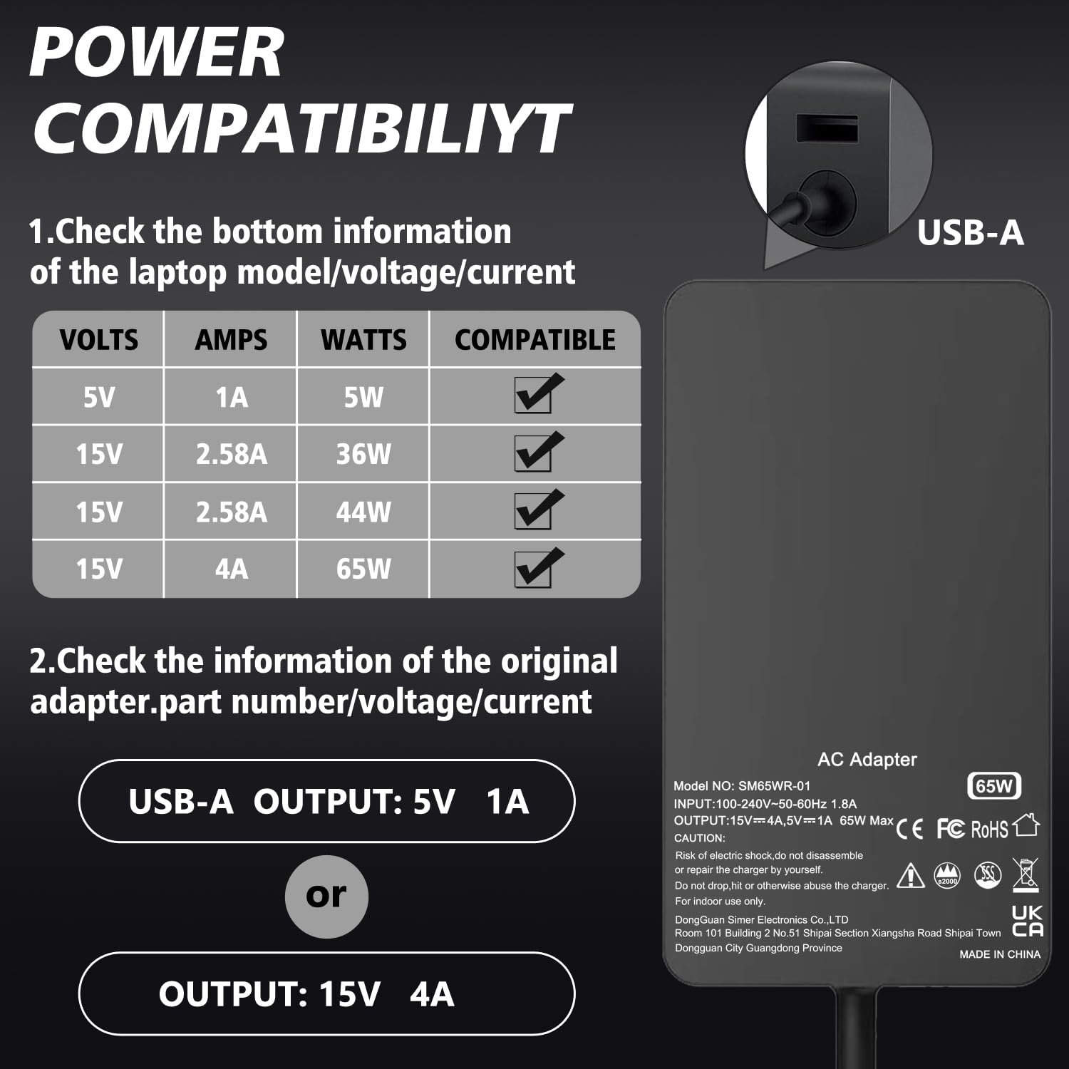Skyvast 65W Surface Pro Laptop Charger For Microsoft Surface Pro 10, 9, 8, 7+, 7, 6, 5, 4, 3, X, Magnetic Surface Connector, Supports 65W, 44W, 36W, With Usb Port