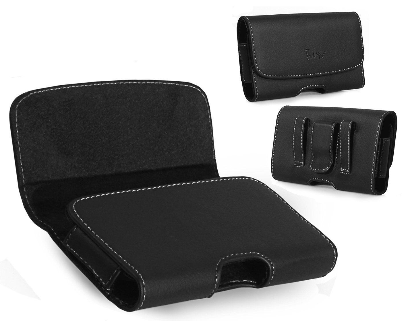 iPhone X Case [TMAN] TM Leather Holster Horizontal Belt Carry Pouch Case for Apple iPhone X (Fits The Naked Phone or Phone with 