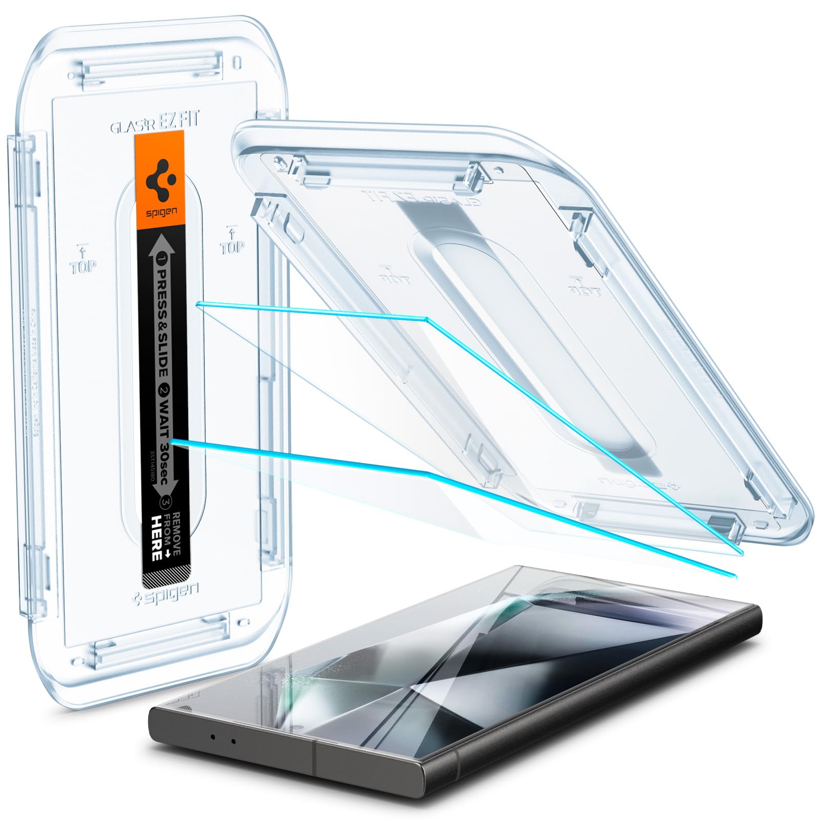 Spigen Tempered Glass Screen Protector [Glastr Ez Fit] Designed For Galaxy S24 Ultra [Case Friendly]   2 Pack