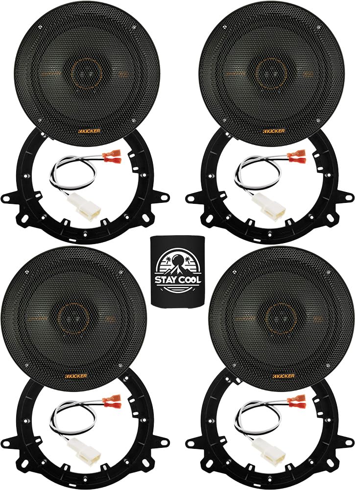 KICKER Front and Rear Door 6.5 Speakers Kit for Toyota RAV4 2001-2018 Upgrade Kit - 2 Pairs of KS Series 6 1/2 Inch Coaxial Spea