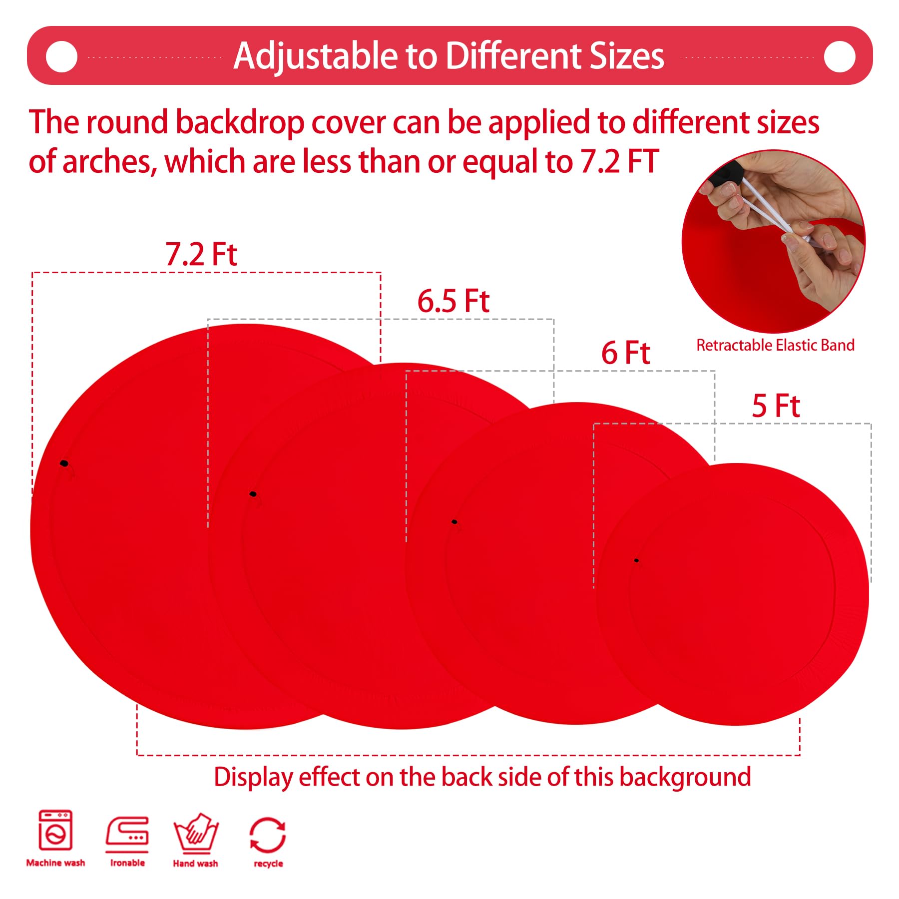 Gallety 7.2 Ft Red Round Backdrop Cover For 5 To 7.2Ft Round Backdrop Stand   Adjustable Circle Arch Backdrop Cover For Wedding