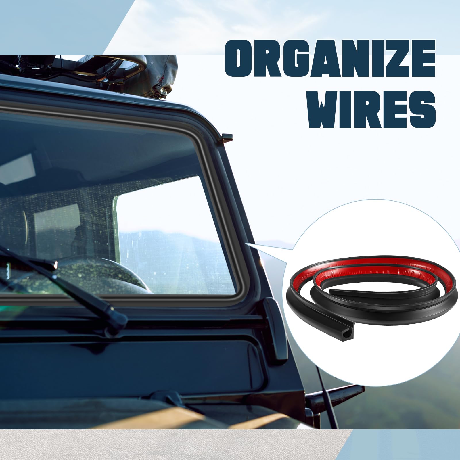 Saysurey 1 Pcs Car Wire Hider Total 6.56 Ft Car Concealed Wire Cover For Roof Light Bar With Adhesive Backing For Hide Wires For