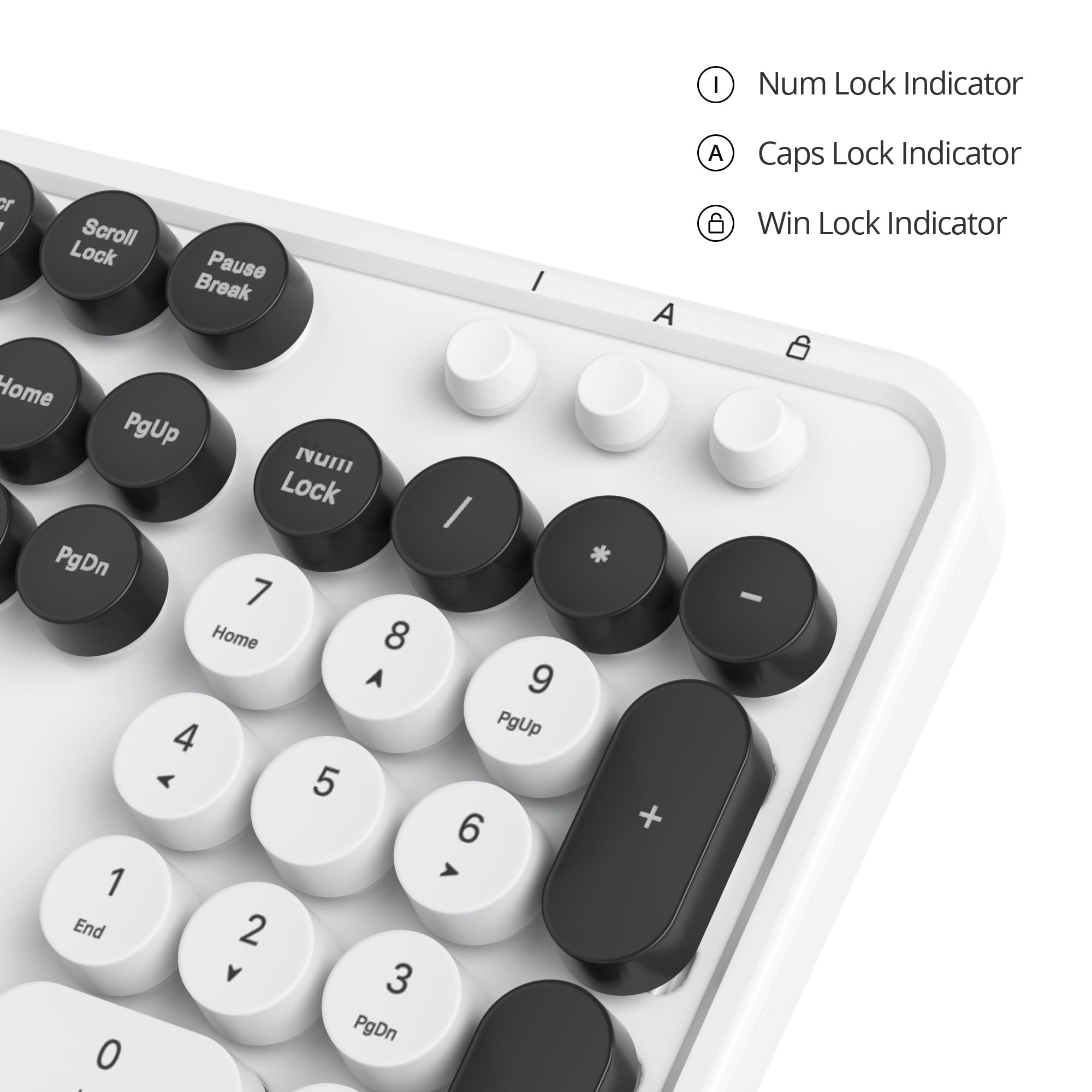 Owpkeenthy Wired Cute Keyboard, Plug And Play Usb Retro Round Key Typewriter Keyboard, Full Size Wired Quiet Keyboard With Folda
