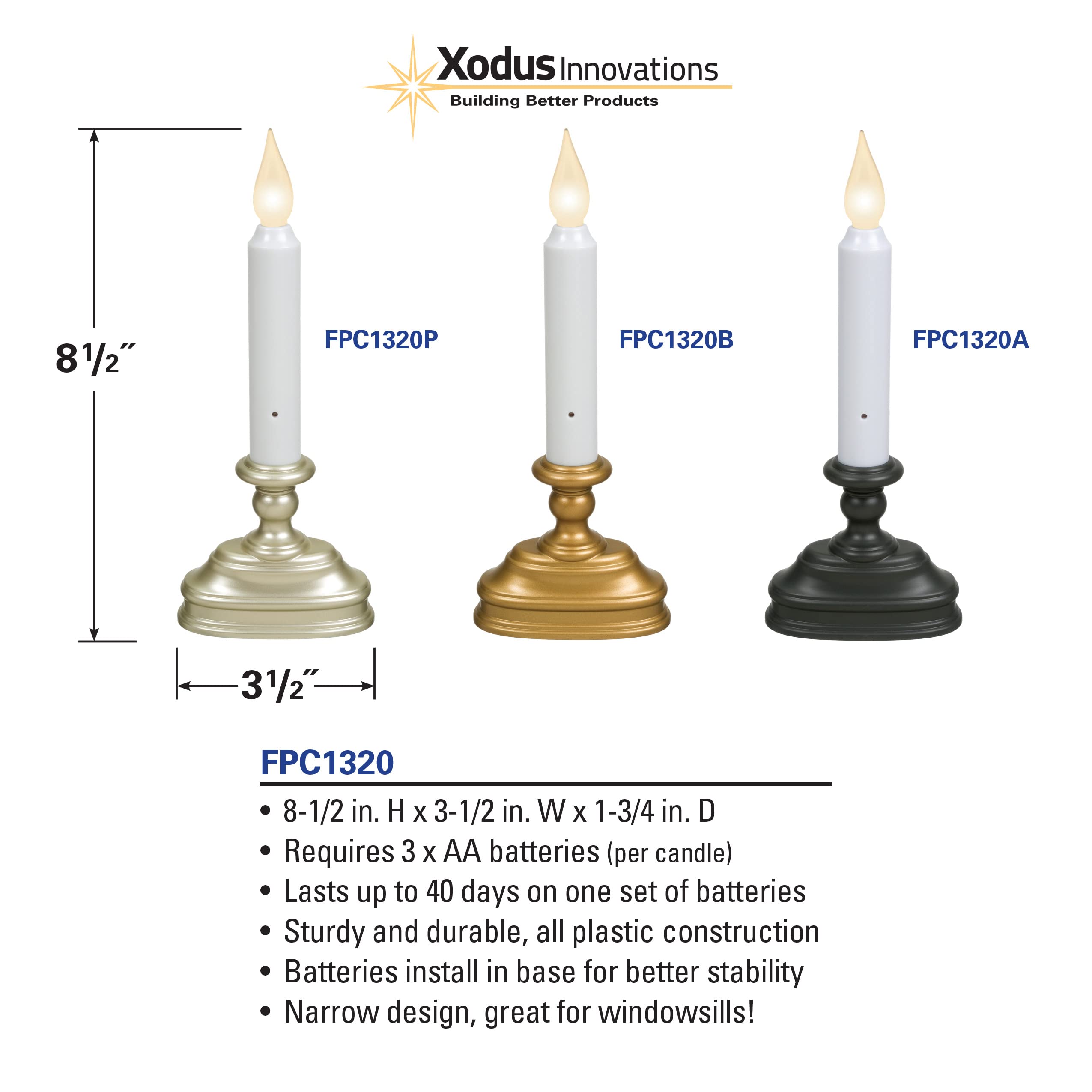 Xodus Innovations Fpc1320A Battery Operated 9 Inch Window Candle With Tilt To Change Flame Color And Dusk To Dawn Light Sensor T