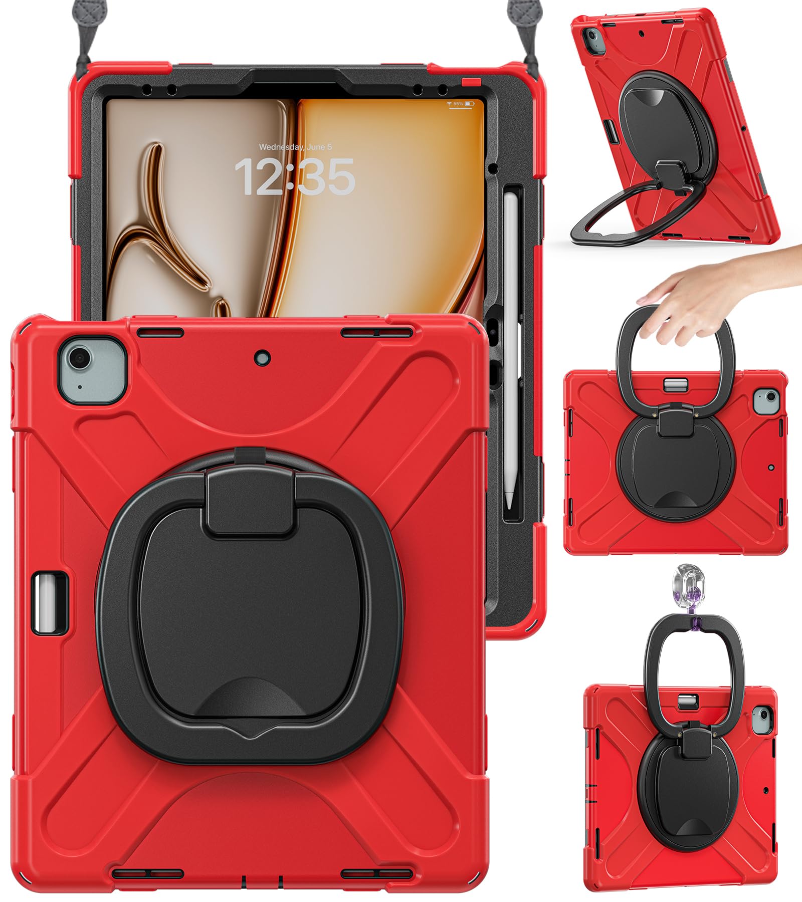 BRAECN Kids Case for iPad Air 13    M4 2026/M3 2025/M2 2024 & iPad Pro 12.9 6th/5th/4th/3rd Gen: Military Grade Silicone Protect