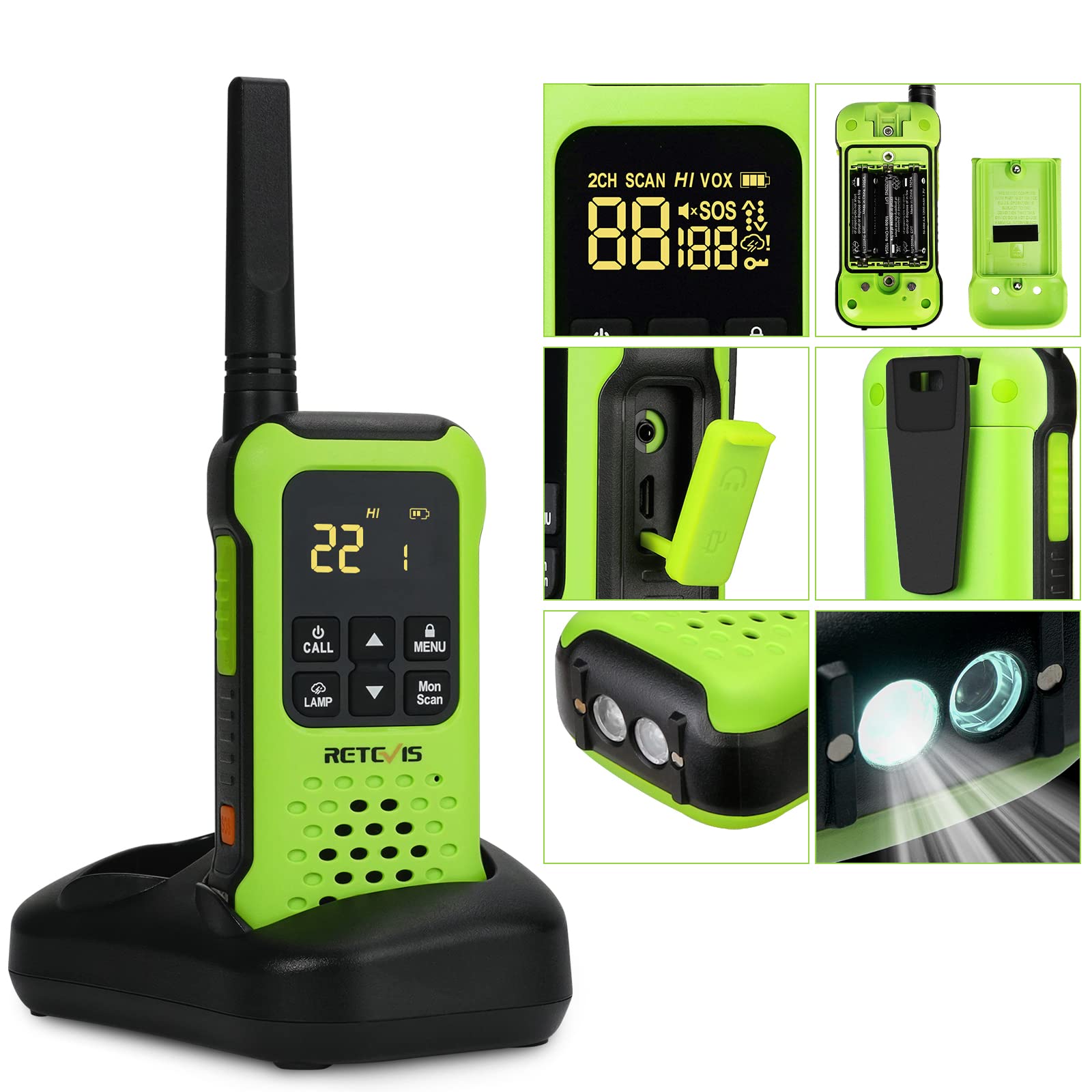 Retevis Rt49P Waterproof Two Way Radio, Ip67 Walkie Talkies Floatable, Rechargeable 2 Way Radio For Adults, Vox, Noaa, Flashlight, Sos, For Kayaking, Fishing 4 Pcs Green