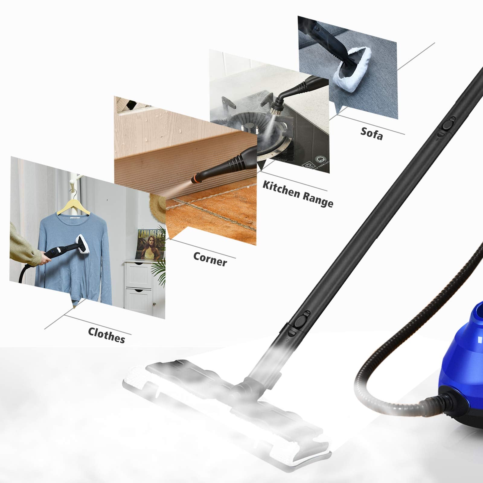 Costway 2000W Multipurpose Steam Cleaner With 19 Accessories, Household Steamer W/ 1.5L Tank For Chemical Free Cleaning, Heavy D