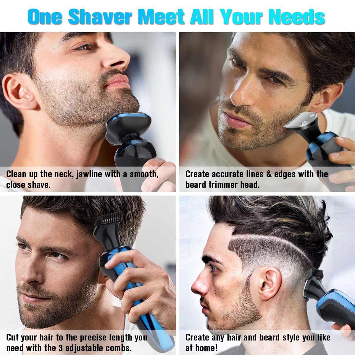 Electric Razor For Men, Shaver For Men Face,Waterproof Wet Dry Electric Shavers Led Display Cordless With Rechargeable Nose Hair