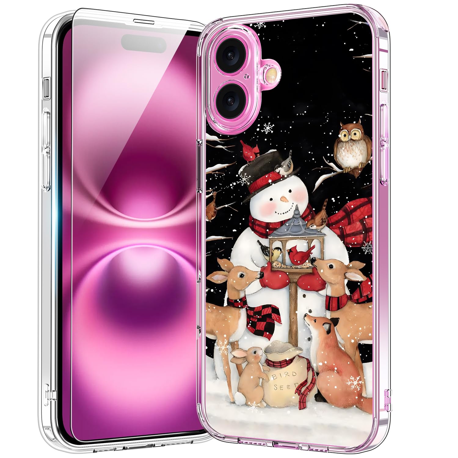 Bicol Christmas Phone Case For Iphone 16 Plus With Screen Protector And Camera Lens Protector   Wireless Charging   Slim Shockpr