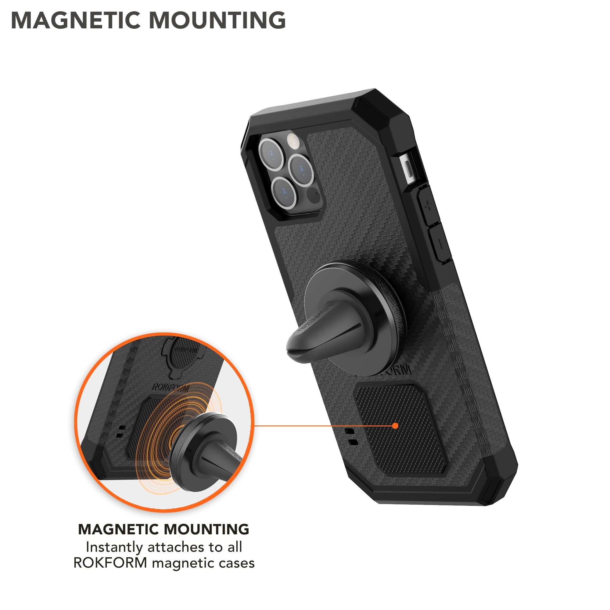 Rokform   Magnetic Air Vent Mount, Super Grip Car Truck & Van Vent Clip, Aluminum Cell Phone Holder, Removable Vent Magnet Mount