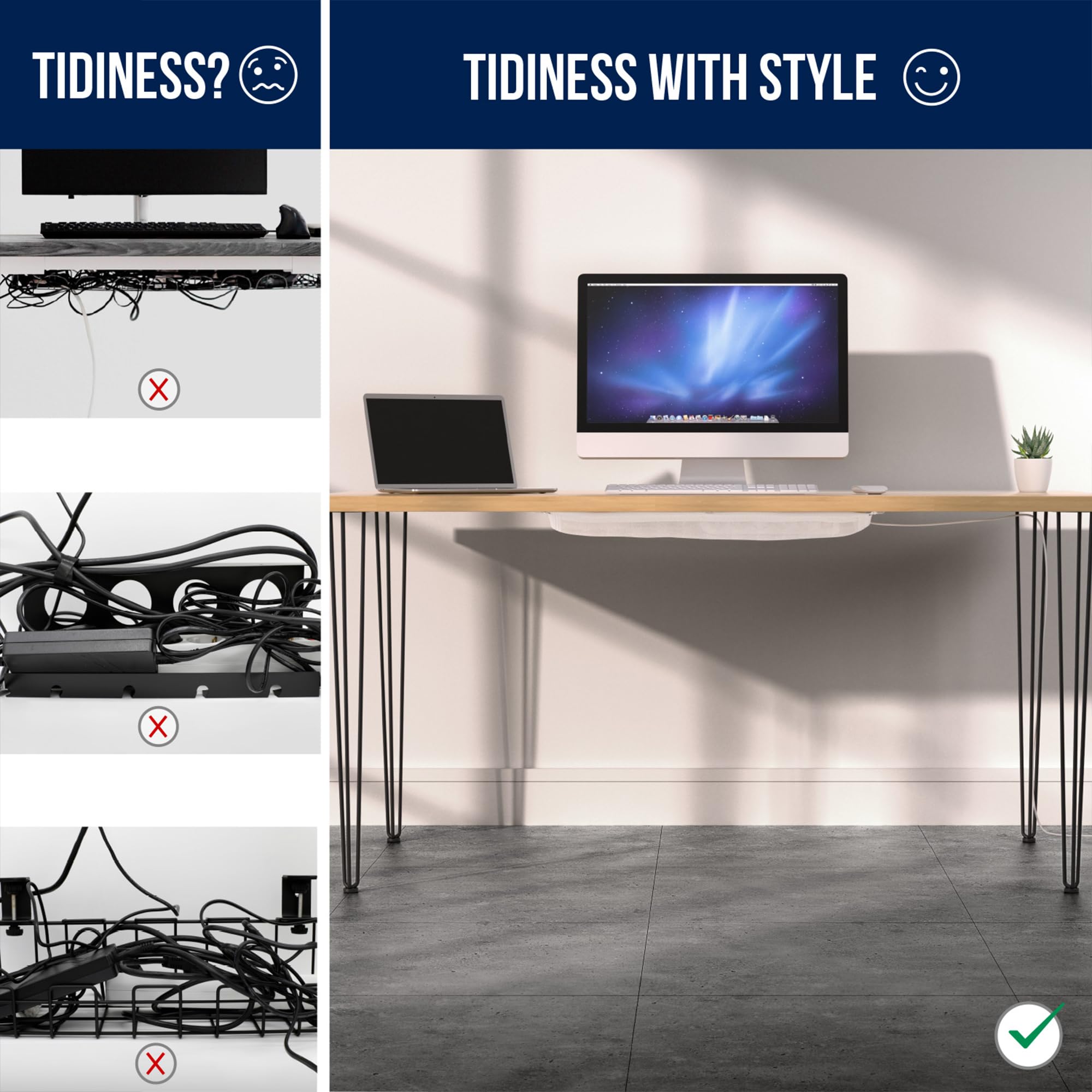 Cable Management Net   Under Desk Wire Management   Flexible Under Desk Cable Management Tray White