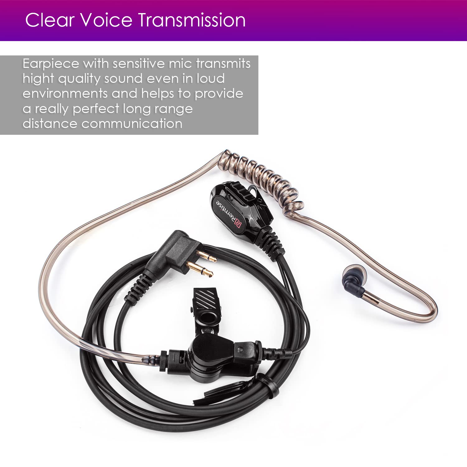 Acoustic Tube Earpiece With Mic For Motorola Walkie Talkies, Surveillance Headset And Ptt Compatible With Motorola 2 Way Radios