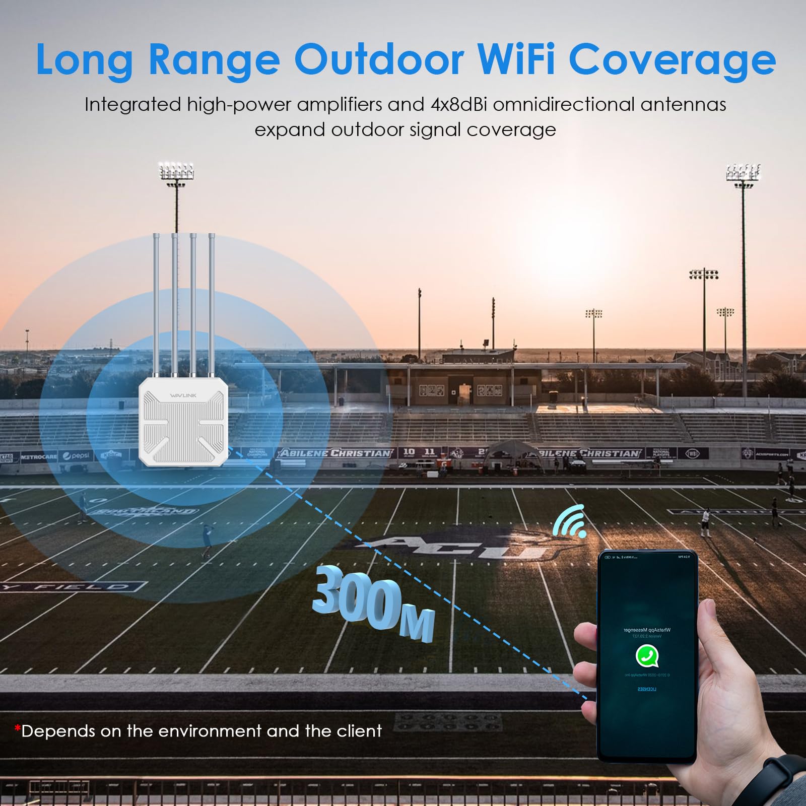 Wavlink Ax1800 Outdoor Wifi 6 Extender, Long Range Wifi Repeater Dual Band, Weatherproof, Active/Passive Poe Powered, Access Poi