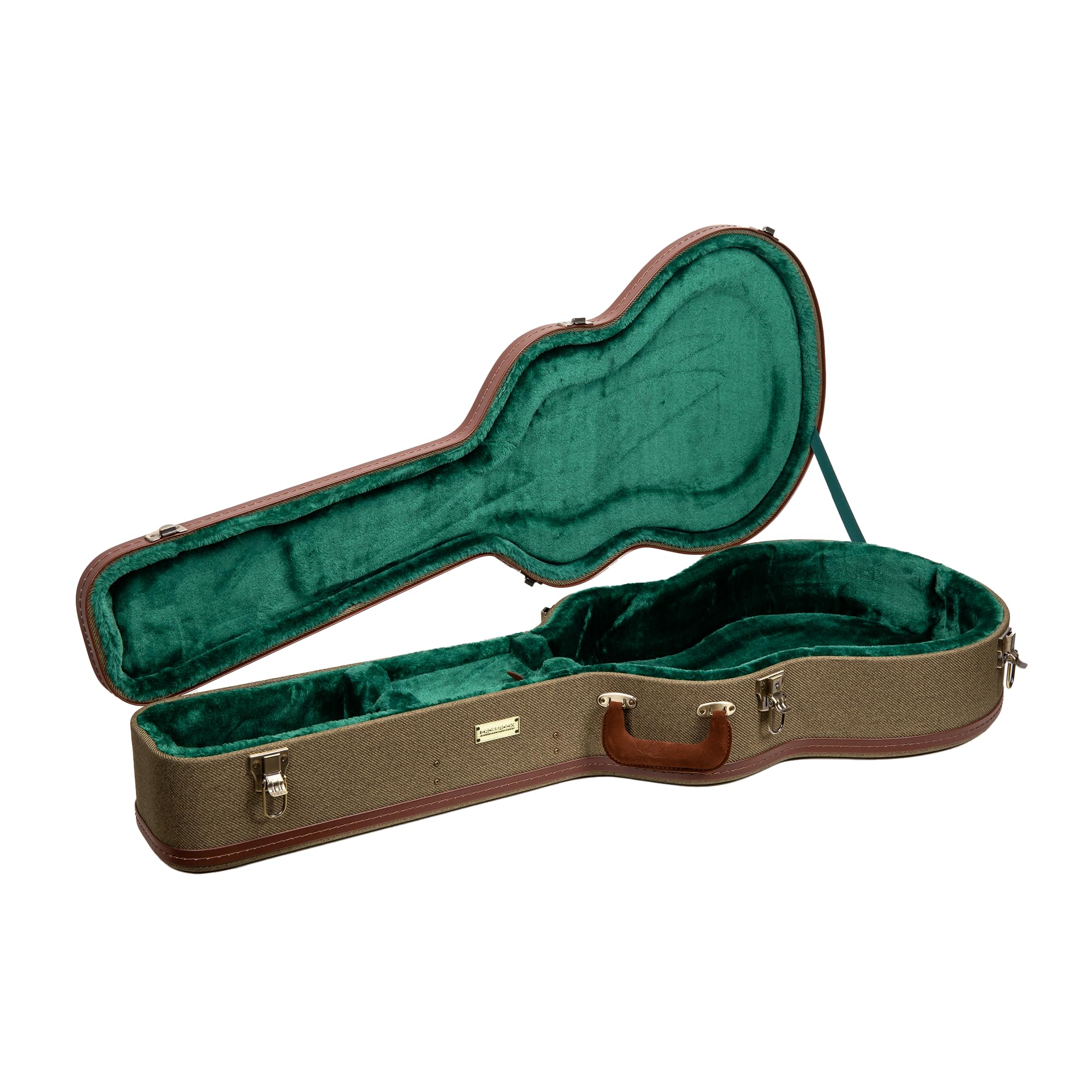 Crossrock Master Series 000 12-Fret Acoustic Guitar Case | Olive Green Tweed Exterior, Re-Engineered Wooden Shell, Leather Handl