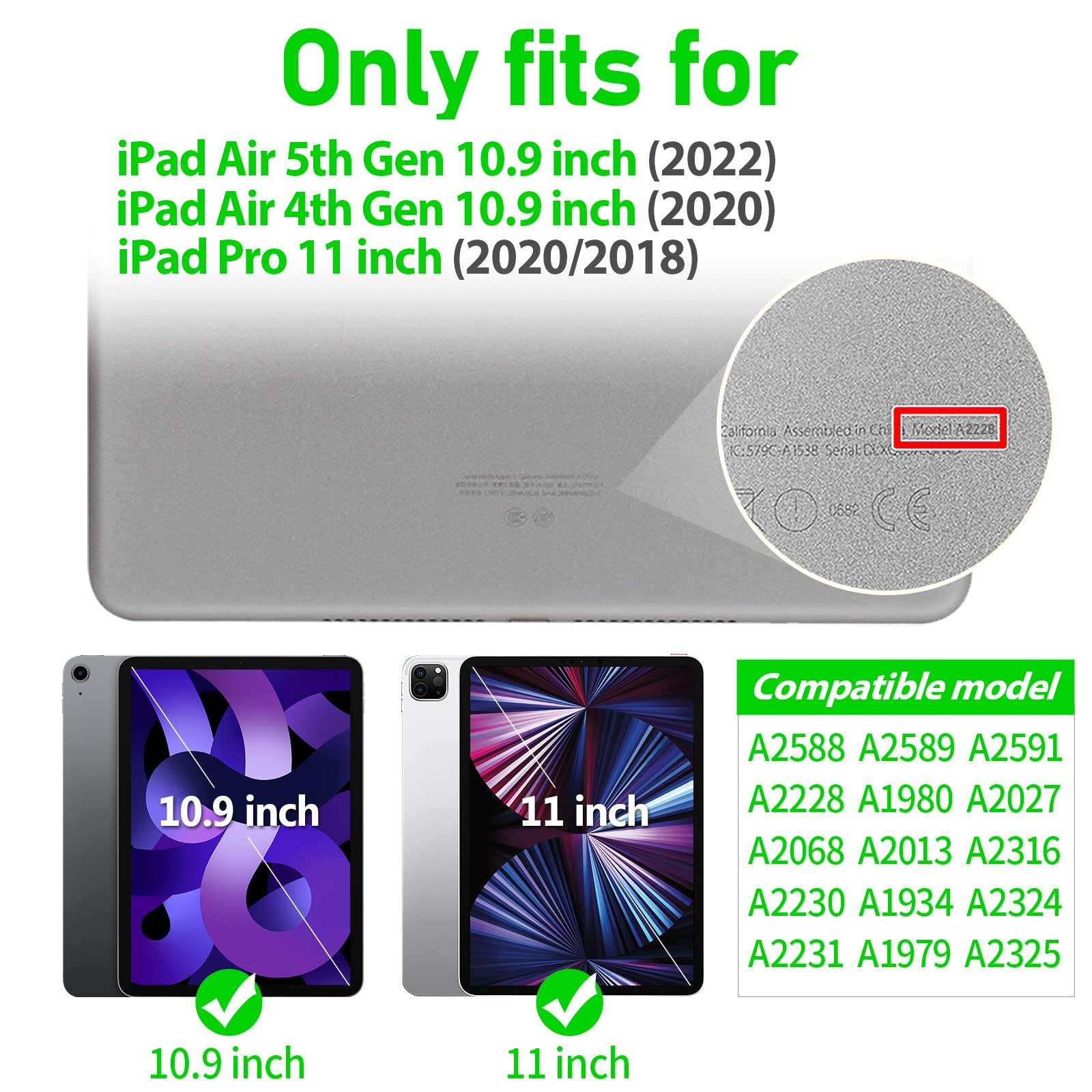 Timecity Case For Ipad Air 5Th 4Th Generation 2022/2020, For Ipad Air 10.9 Inch Case With Screen Protector/360 Degree Swivel Sta