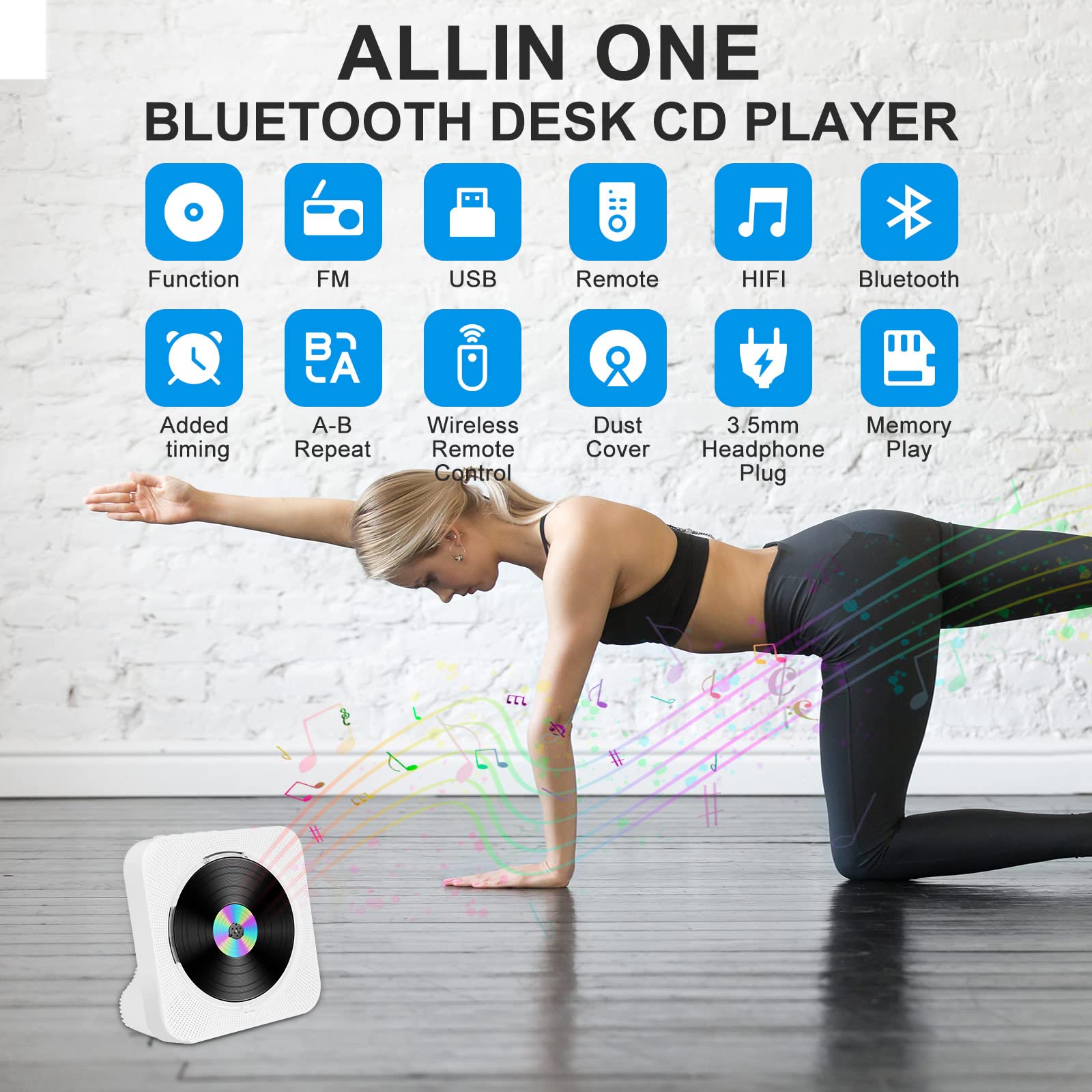 Austepax Portable Cd Player With Speakers Portable Cd Player With Bluetooth Support Timed Portable Cd Player With Headphones Cd