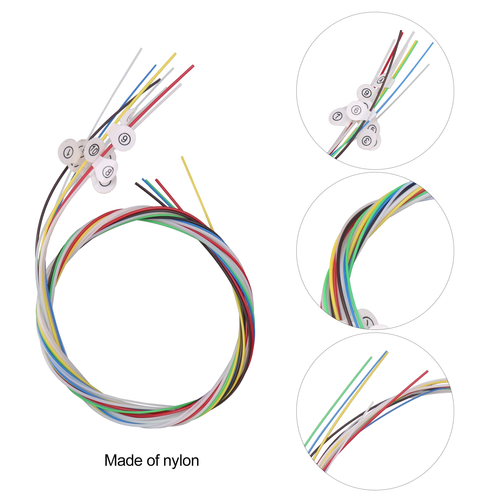 Bstinay 10 String Lyre Harp Nylon String Set - Multicolor Replacement Accessory