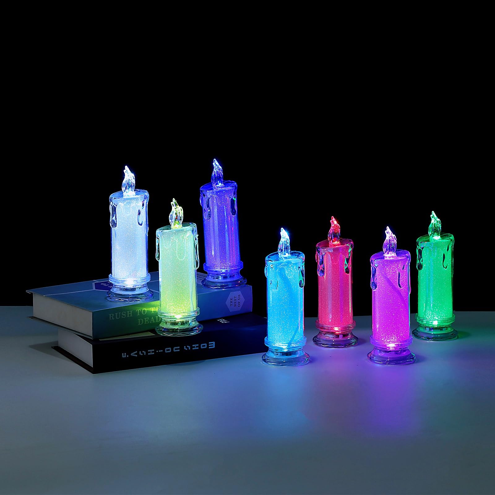 Klexcol Led Flameless Candles Set Of 2, Rechargeable Operation, Candle Flickering, Electric Decorative Column And Remote Control