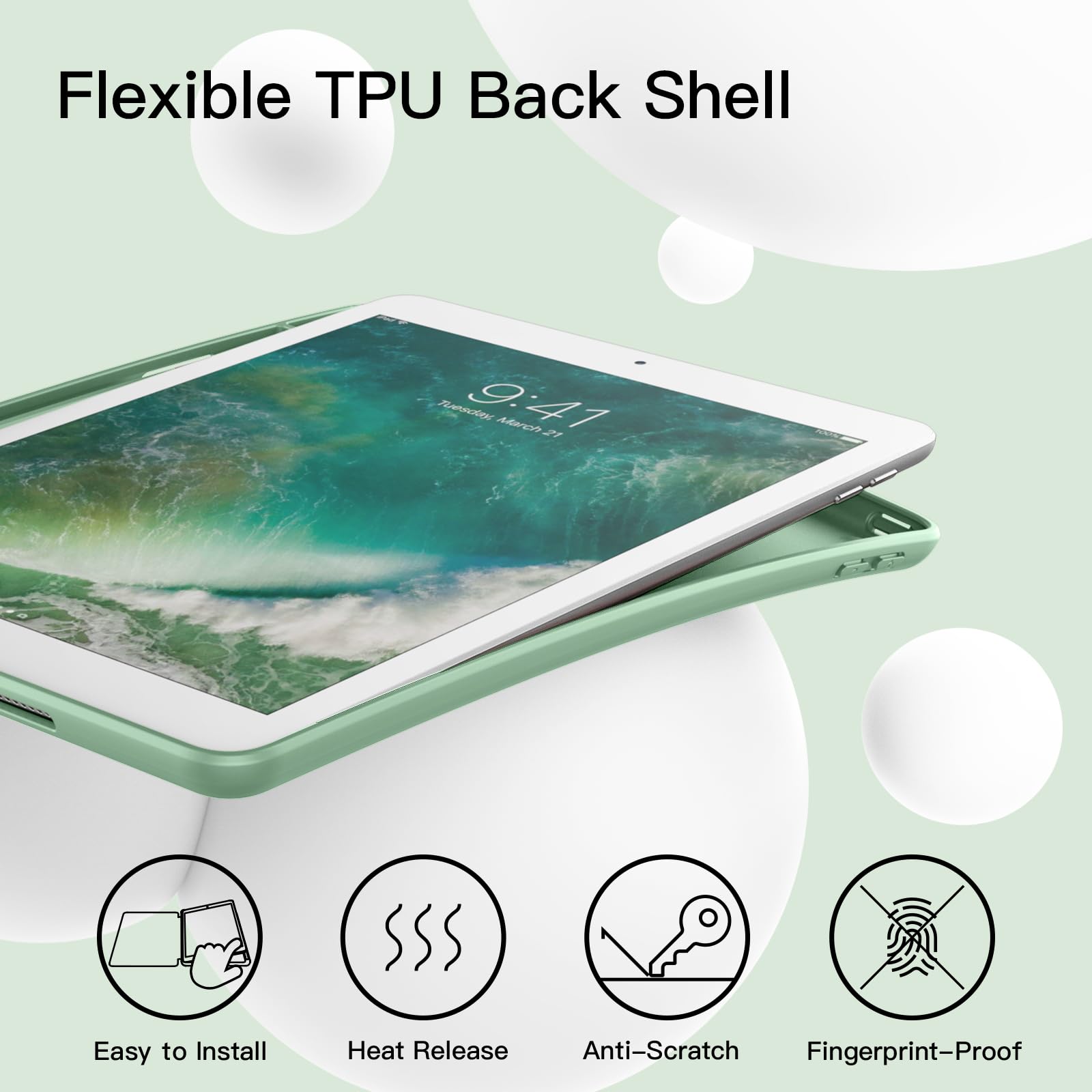 Jetech Case For Ipad 9.7-Inch (6Th/5Th Generation, 2018/2017) With Pencil Holder, Slim Tablet Cover With Soft Tpu Back, Auto Wak