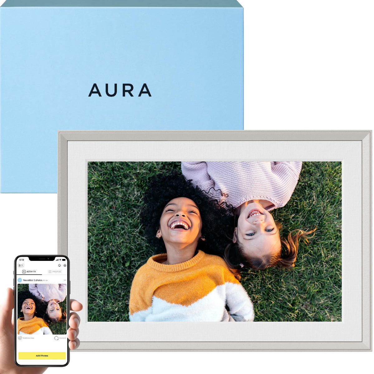 Aura Carver 10.1'' Wifi Digital Picture Frame | The Best Digital Frame For Gifting | Send Photos From Your Phone | Quick, Easy S