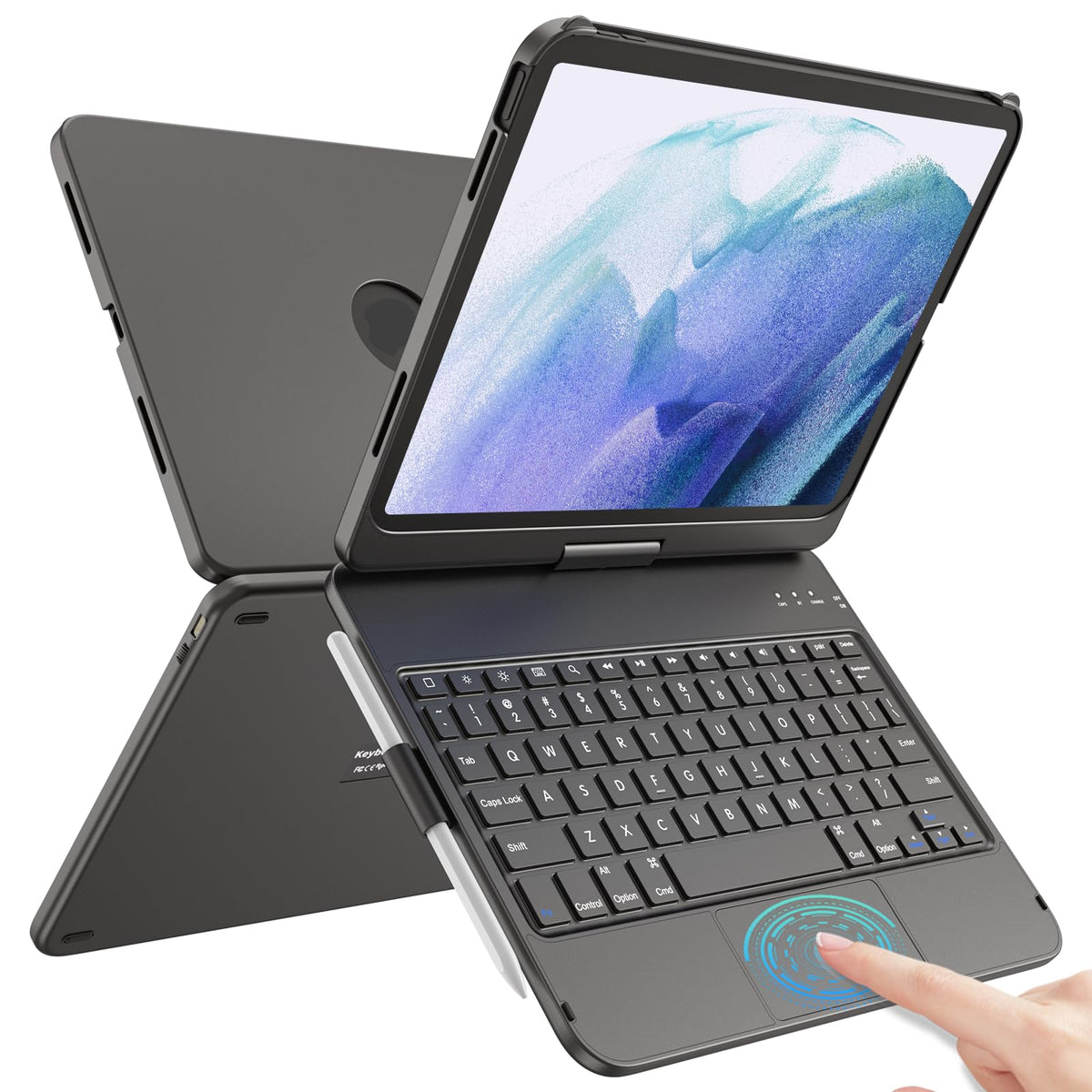 Tqq Touchpad Keyboard Case For Ipad 10Th Generation (10.9'', 2022), Ipad 10Th Generation Case With Keyboard 360 Rotatable Protec