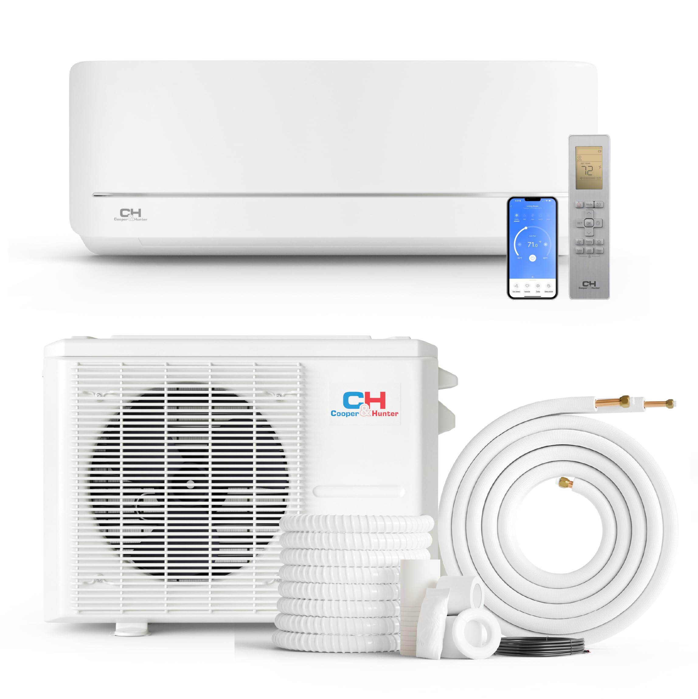 Cooper & Hunter 9,000 BTU 230V Single Zone Wall Mount Ductless Mini Split Air Conditioner & Heat Pump - 21.3 SEER2 - 16FT Instal
