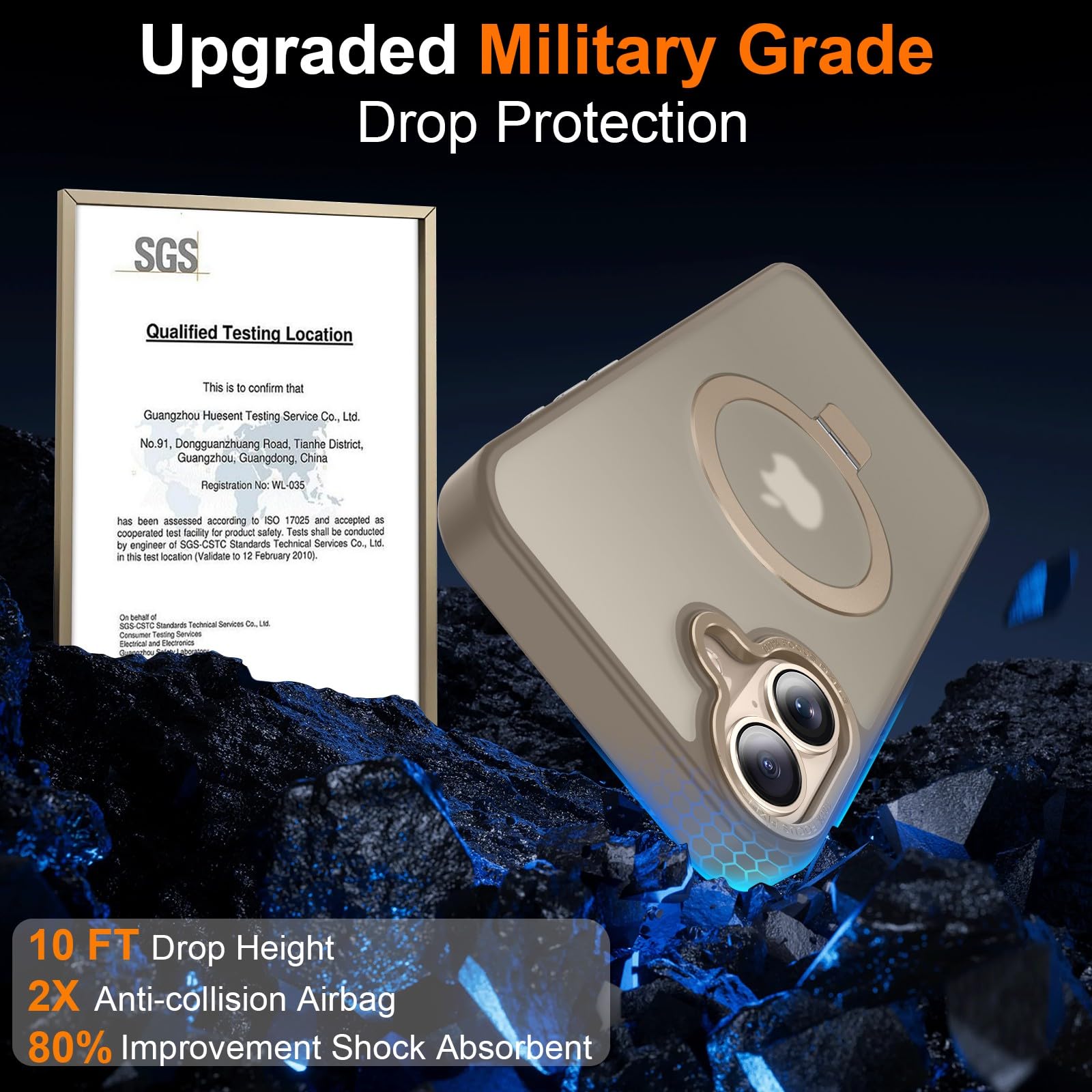 Lufanbis Magnetic For Iphone 16 Case With Ring Stand, [10 Ft Drop Protection] [Velvety Touch] Slim Translucent Matte Back Shockp