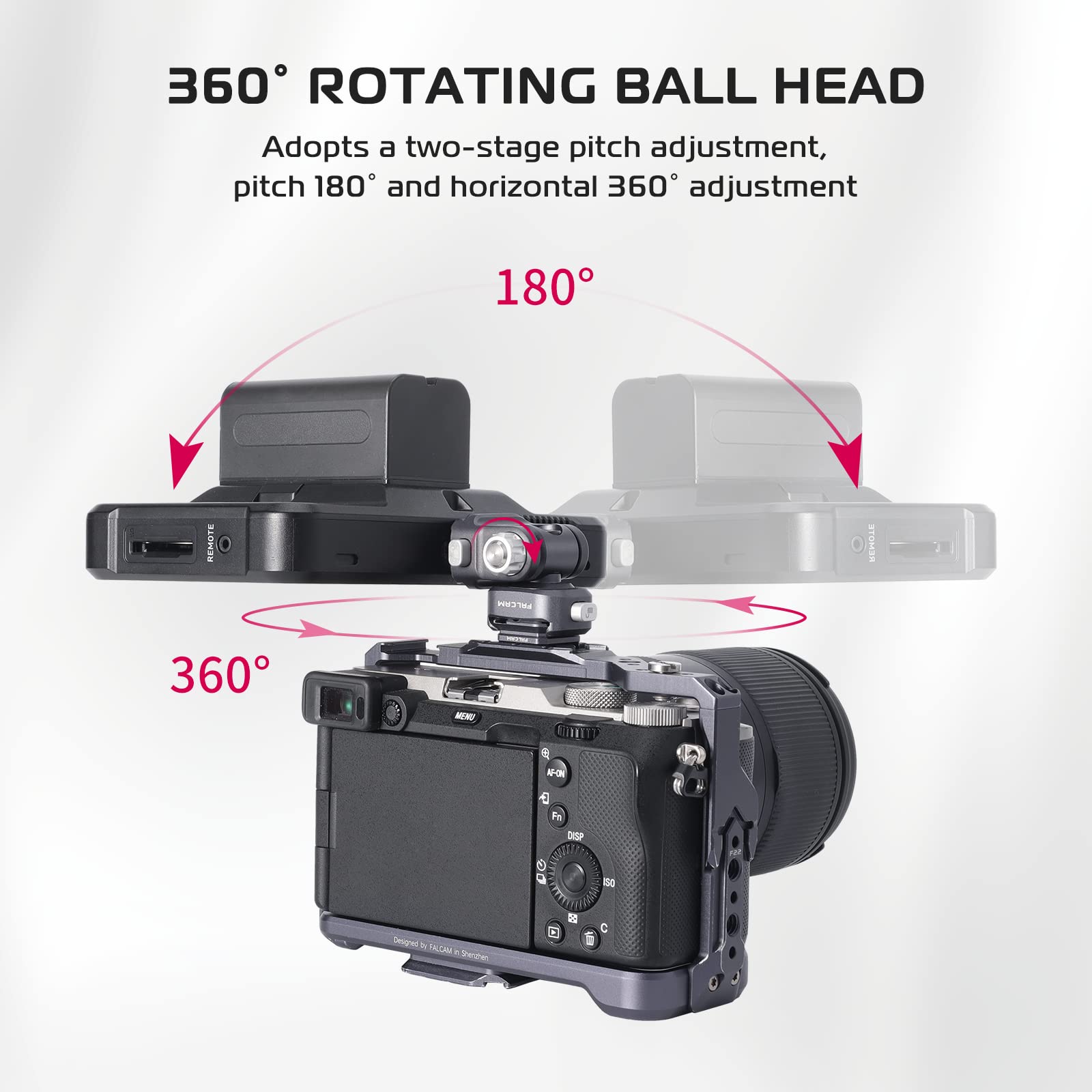 Falcam F22 Camera Monitor Mount, Dual Quick Release Field Monitor Mount Holder With 1/4  Screws, 360 Swivel And 180 Tilt Aluminu
