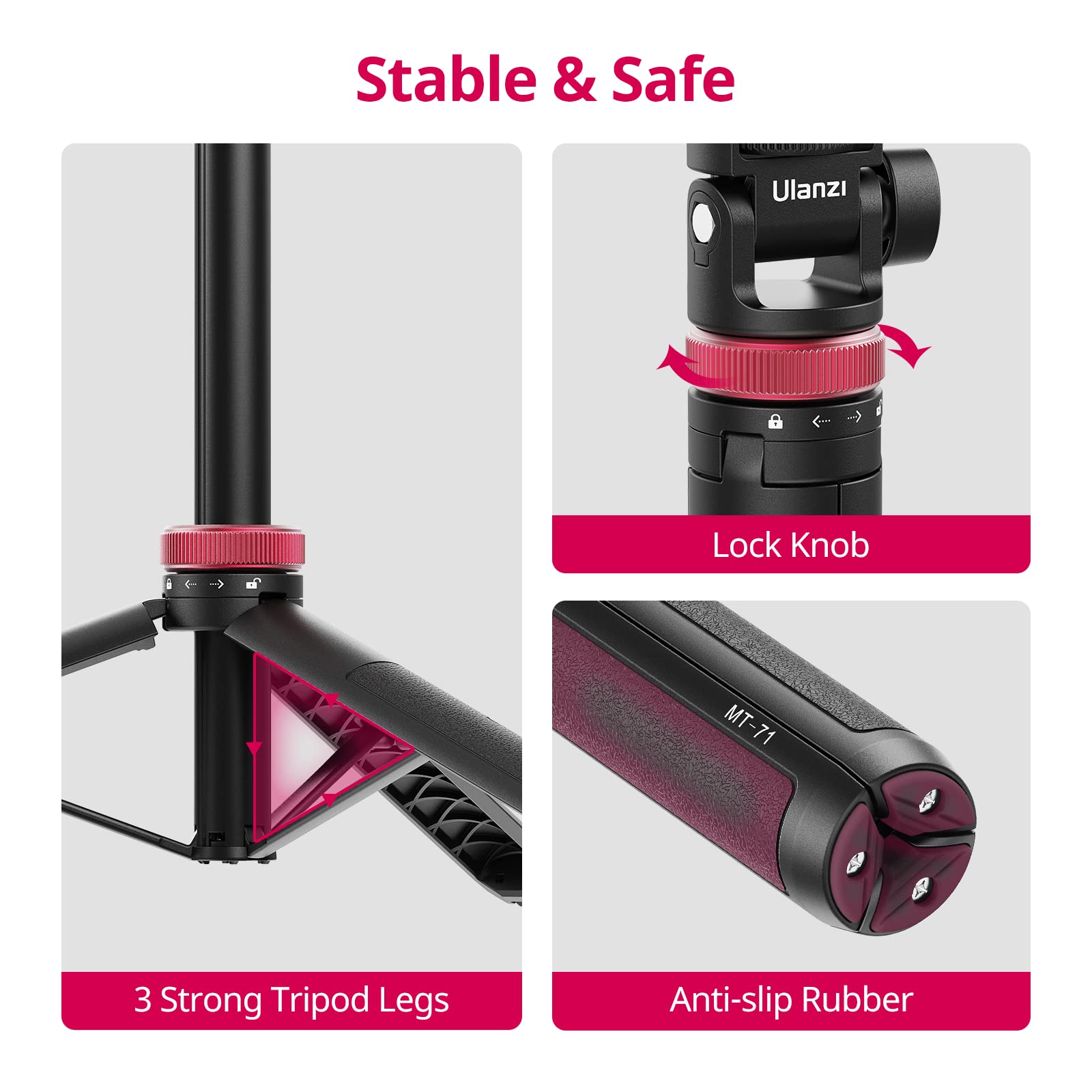 59In Selfie Tripod For Camera   Ulanzi Mt 71 Invisible Long Extendable Selfie Vlog Handle Portable Lightweight Tripod Stand 7 Sections For Action Cameras