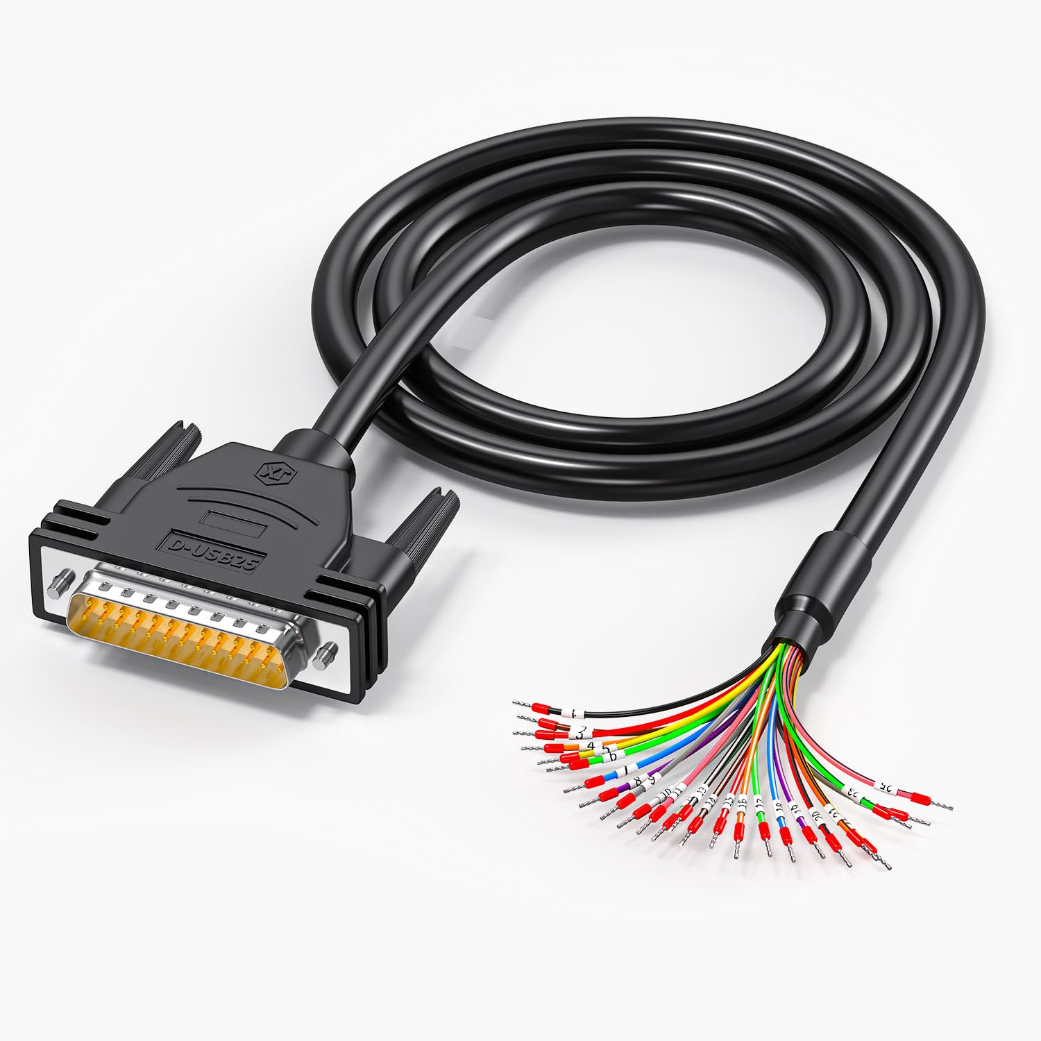 Juxinice Db25 Male To Bare Wire With Cable Marker 3.3Ft,D Sub 25 Pin Connector Rs232 Serial Cable,25 Wire All Provided With Wiri