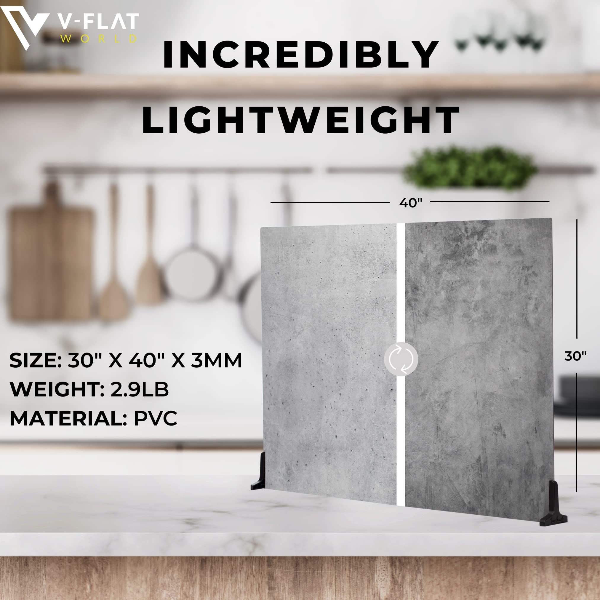 V-Flat World Duo Board Product Photography Backdrop - 2-Sided Background For Item & Food Photography - Includes 2 Legs & Board M