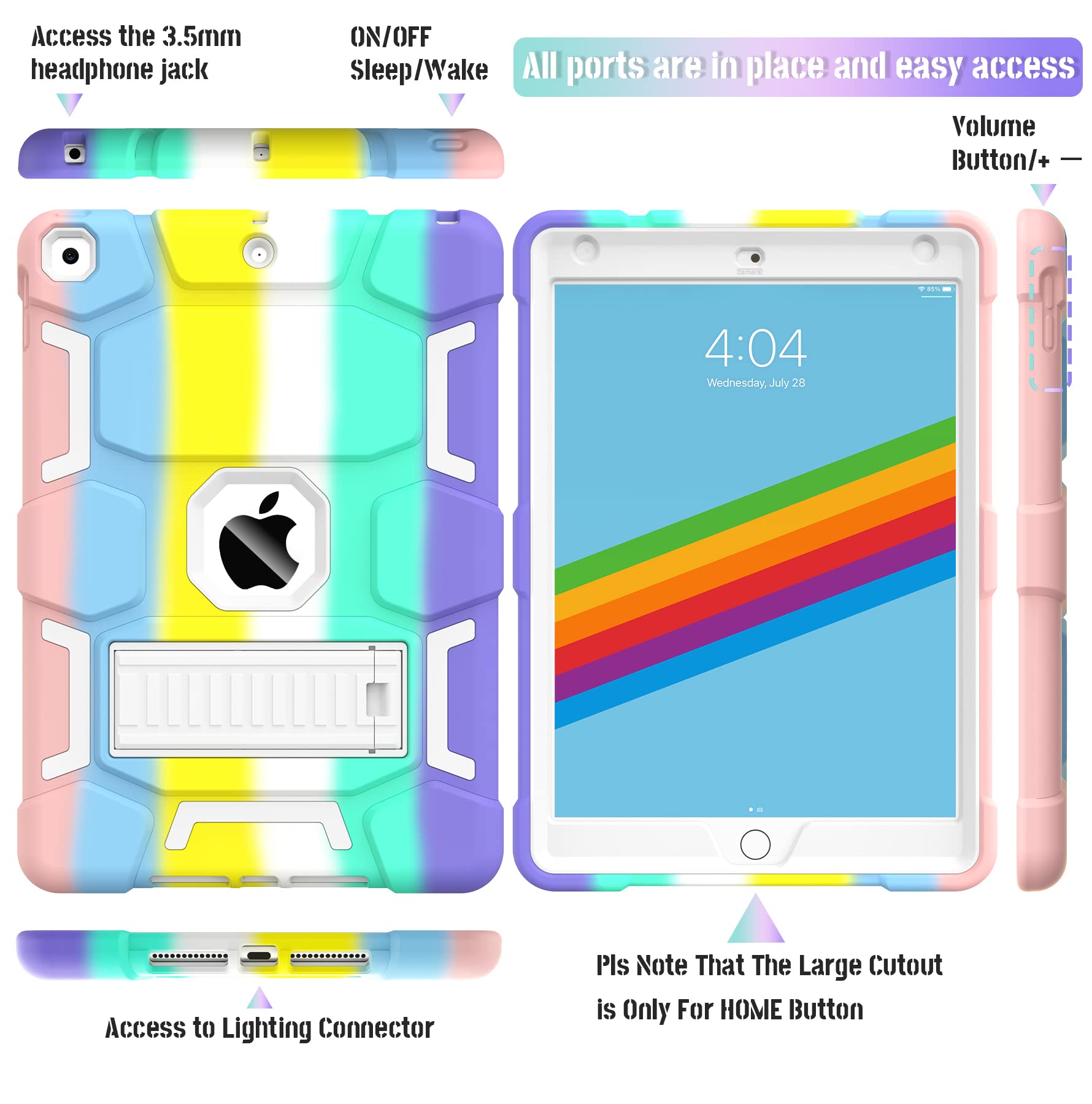 Ccmao Ipad 9Th Generation Case, Ipad 8Th/7Th Generation Case, Ipad 10.2 2021/2020/2019 Case With Kickstand, Heavy Duty Shockproo