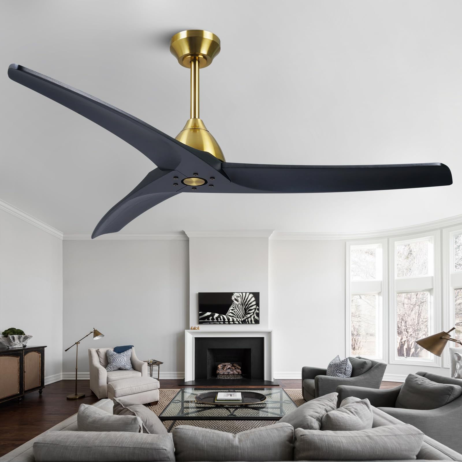 Morkefan 54 Inch Minimalist Ceiling Fan No Lights,Wood Ceiling Fan without Light,6-Speed,Reversible DC Motor,Timer,Outdoor with 