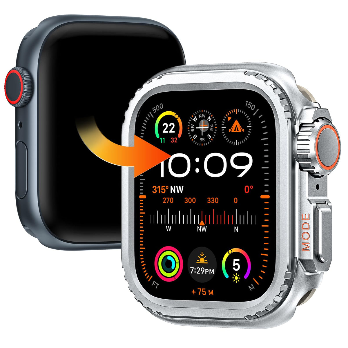 Goton Metal Bumper Case For Apple Watch 44Mm Series 6 5 4 Se Protector, [Turn 44Mm Into Ultra Seamlessly] Rugged Bumper With Bac