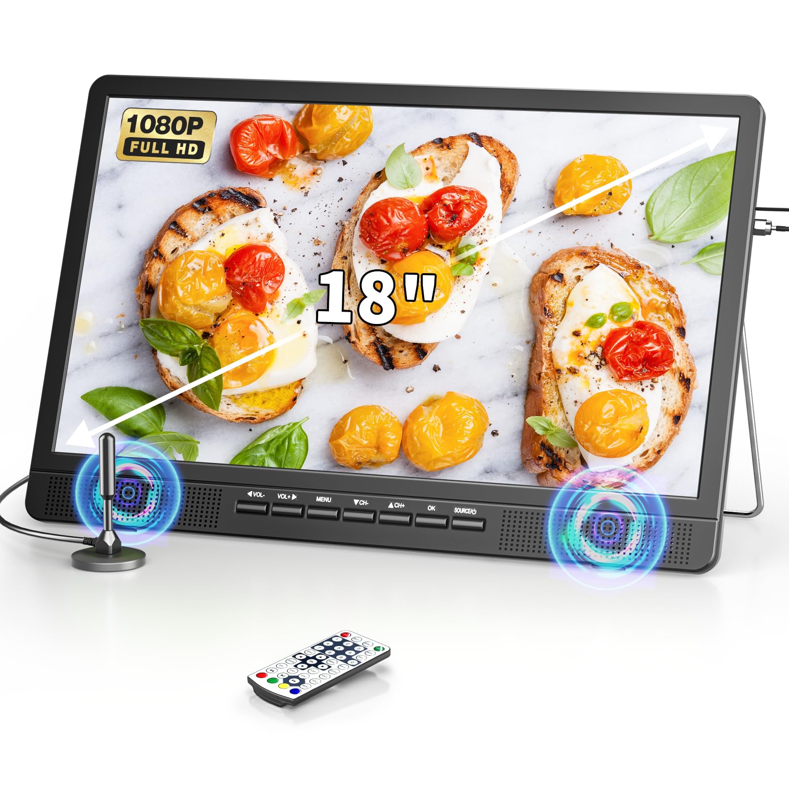 Desobry 18 Inch Portable Tv With Antenna, Small Tv With 1080P Hdmi Input, Av Input, Usb Port, Portable Monitor With Built In Sta